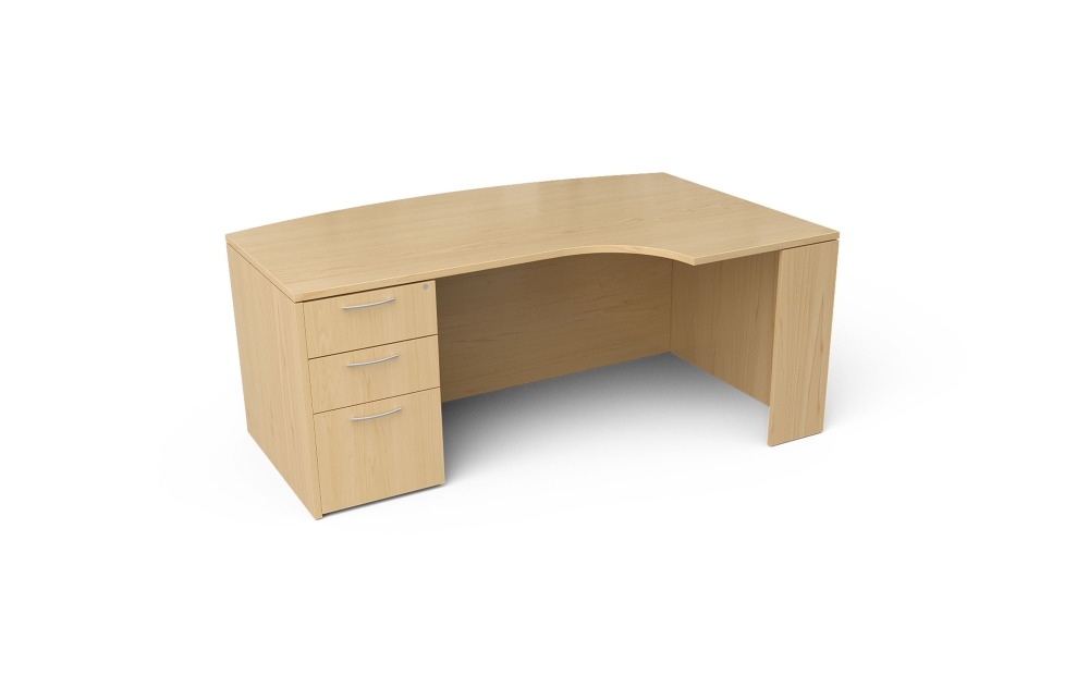 Curved Single Pedestal Desk with Bow Top and Recessed Front (Left: 68-4872CBLP, Right:  68-4872CBRP)