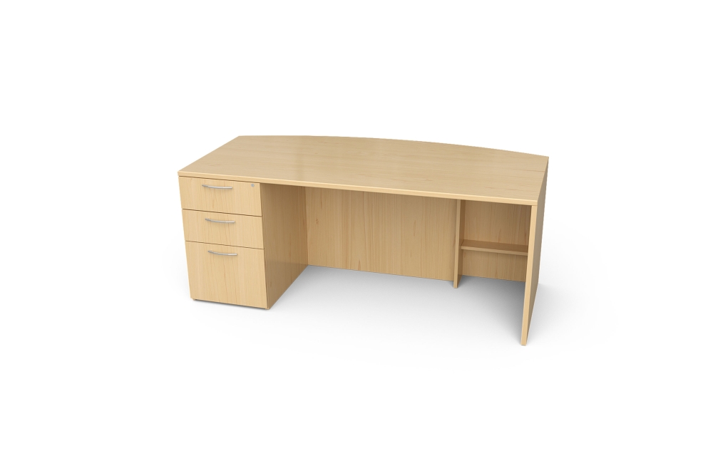 Single Pedestal Desk with Bow Top and Stepped Front (Left: 68-3672BLPS, Right: 68-3672BRPS)