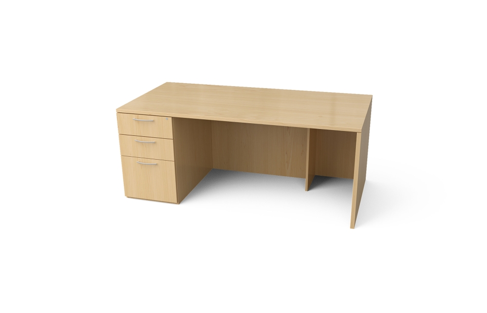 Single Pedestal Desk with Rectangle Top and Stepped Front (Left: 68-3672LPS, Right: 68-3672RPS)