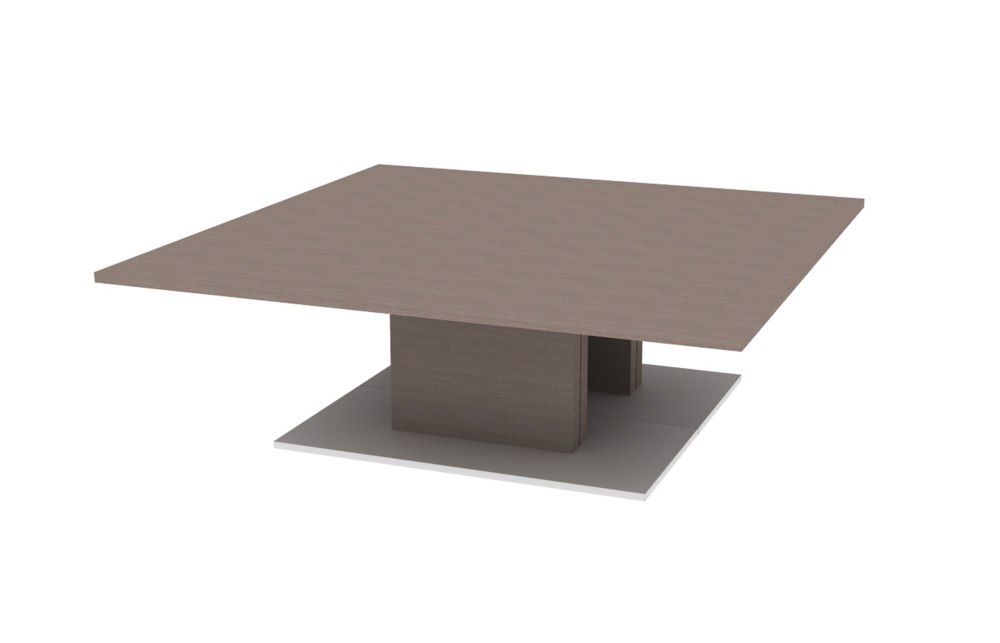 96" Square Small Meeting Table with Seated Dual Column Base
