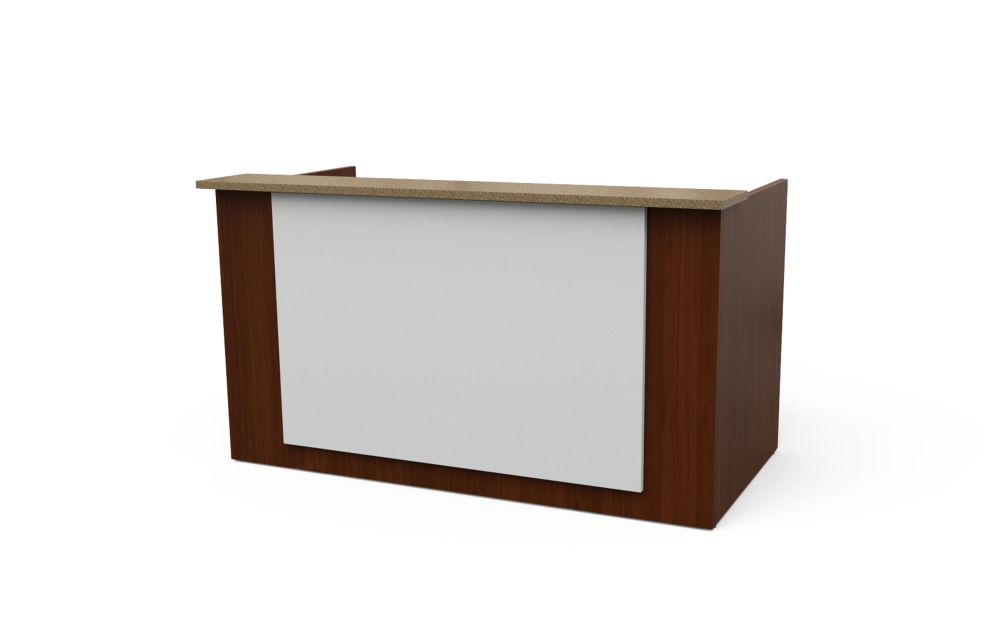 39"x72" Reception Desk Shell with Solid Surface Transaction Counter and Overlay (62-3672RSS with 62-OV72)
