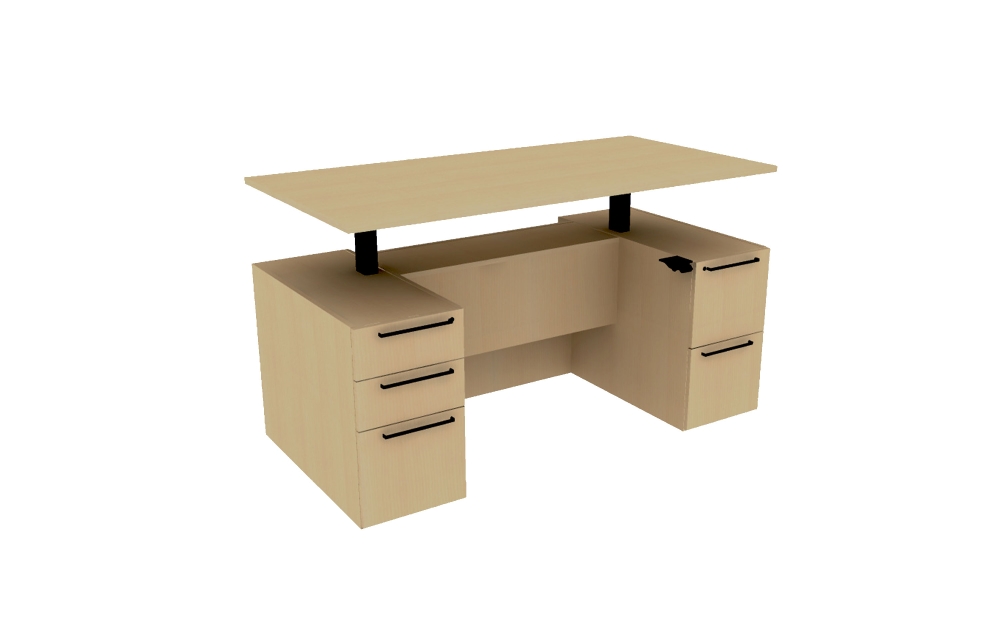 TFL Height Adjustable Double Ped Desk with Stepped Front (68-3672DPSSTS)