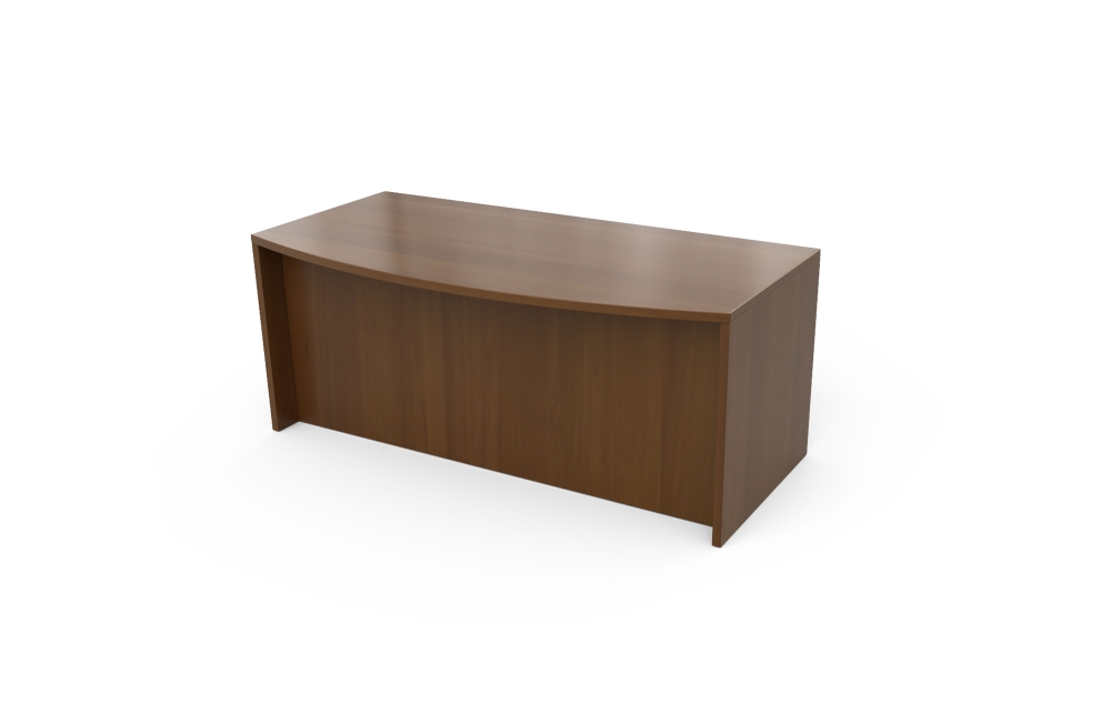 Single Pedestal Desk with Bow Top and Recessed Front