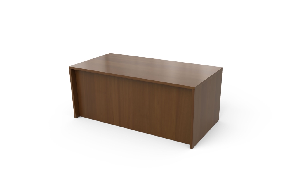 Single Pedestal Desk with Rectangle Top and Recessed Front.