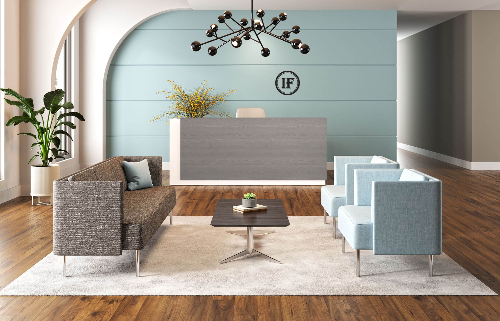 Indiana Furniture, Welcome customers in an inviting and forward-thinking space. Canvas Reception extends simple