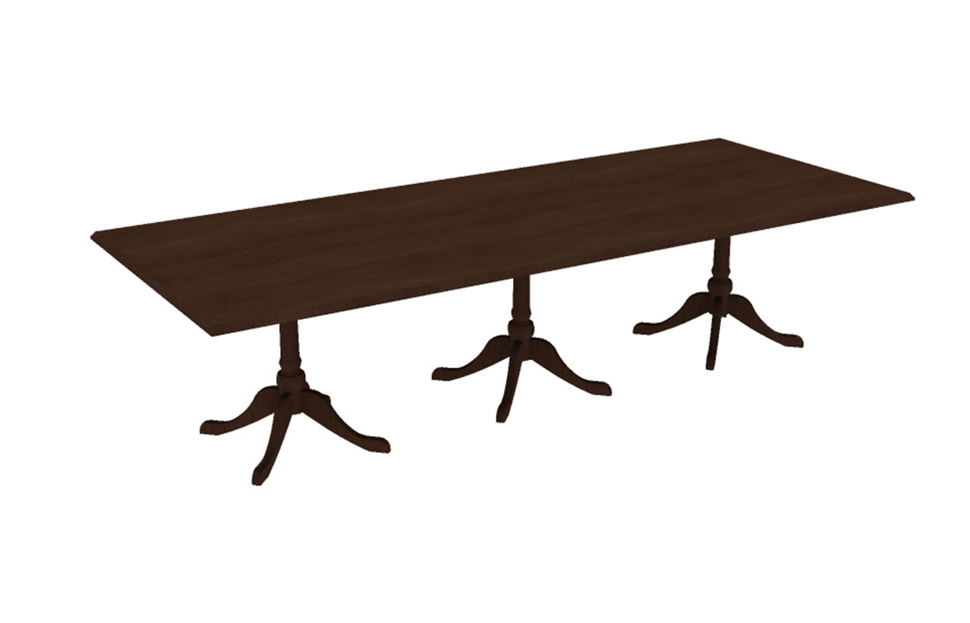 48x120 Rectangular Top with Queen Anne Bases