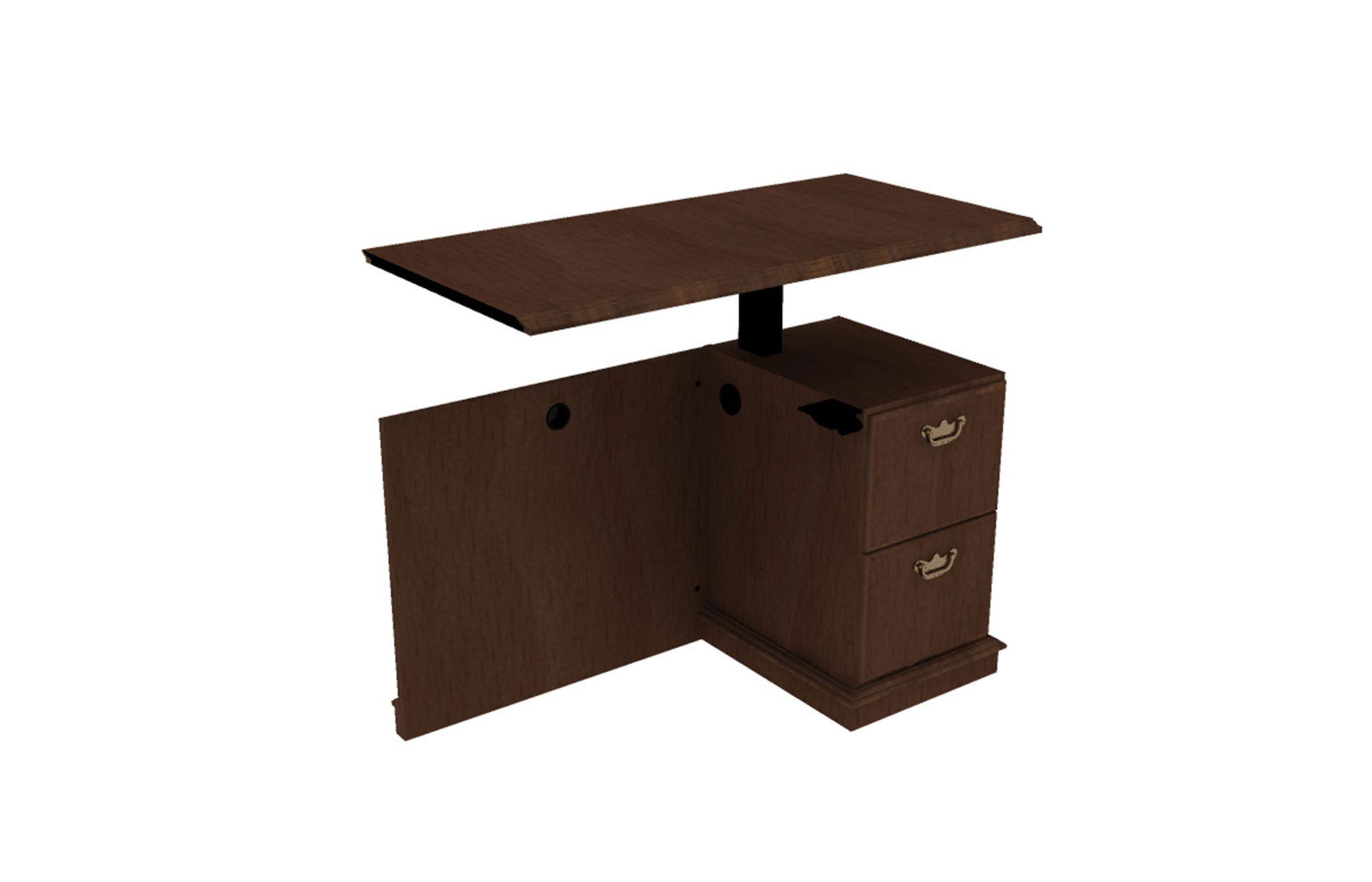 24x48 Height Adjustable (3 Cylinder) Return, Right, with File/File Pedestal