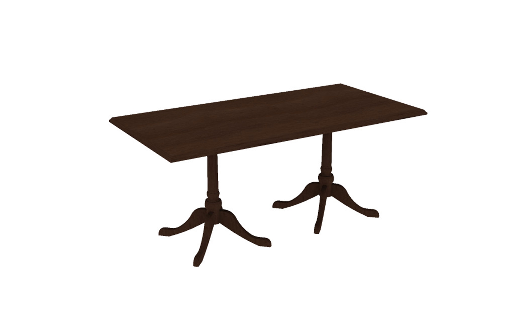 36x72 One-Piece Rectangular Top with Queen Anne Base