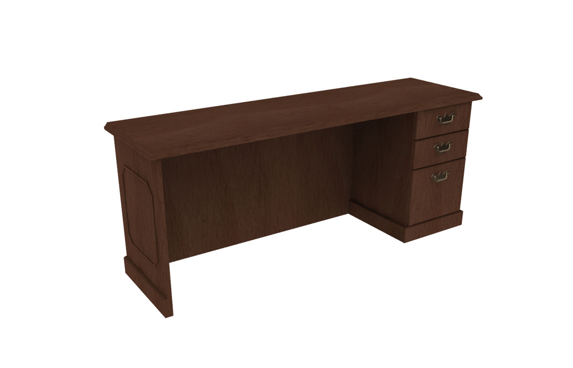 20x72 Single Pedestal Credenza, Right, with Box/Box/File Pedestal