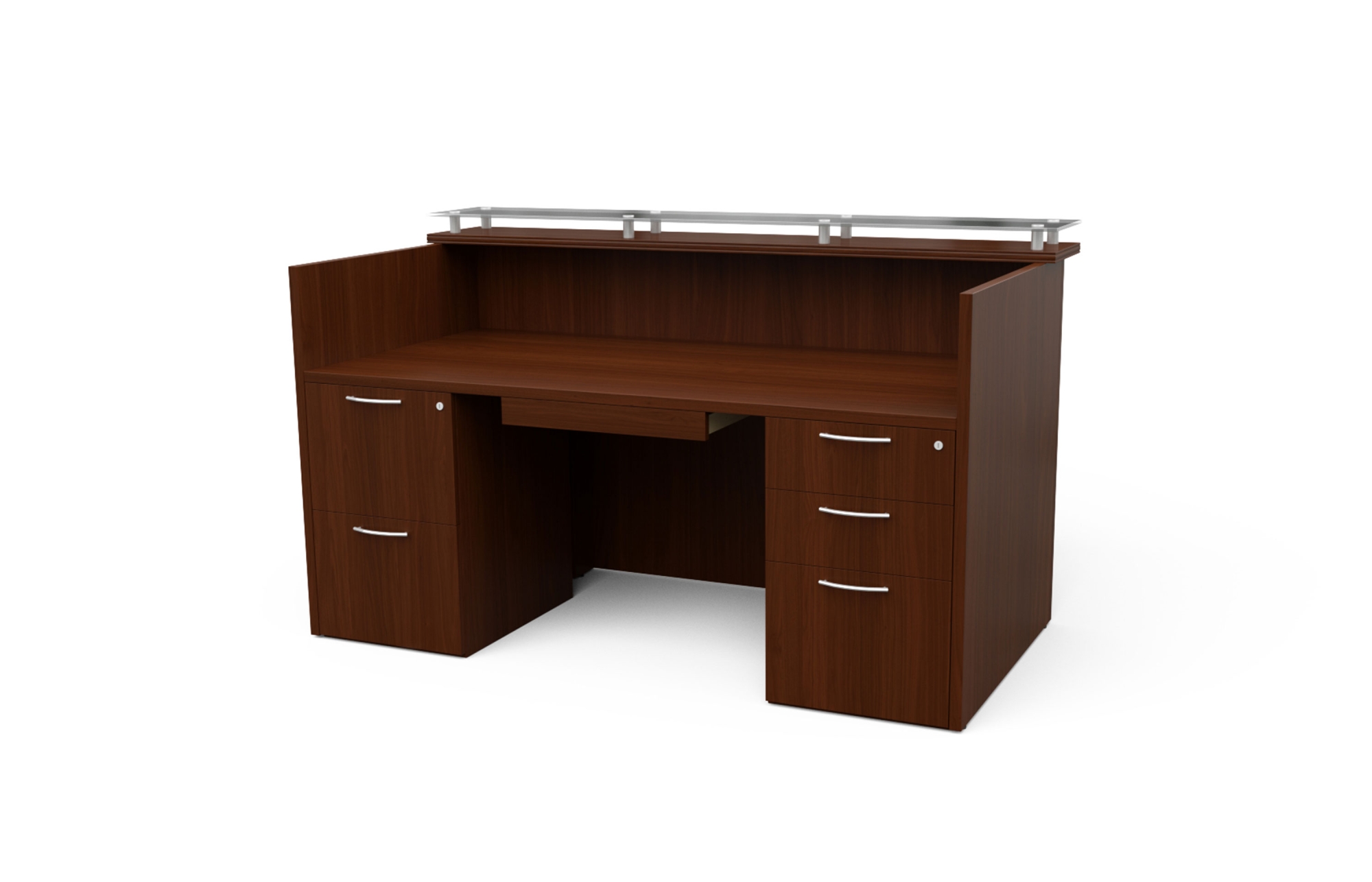 Reception Station with Glass Transaction Counter and Modular Storage