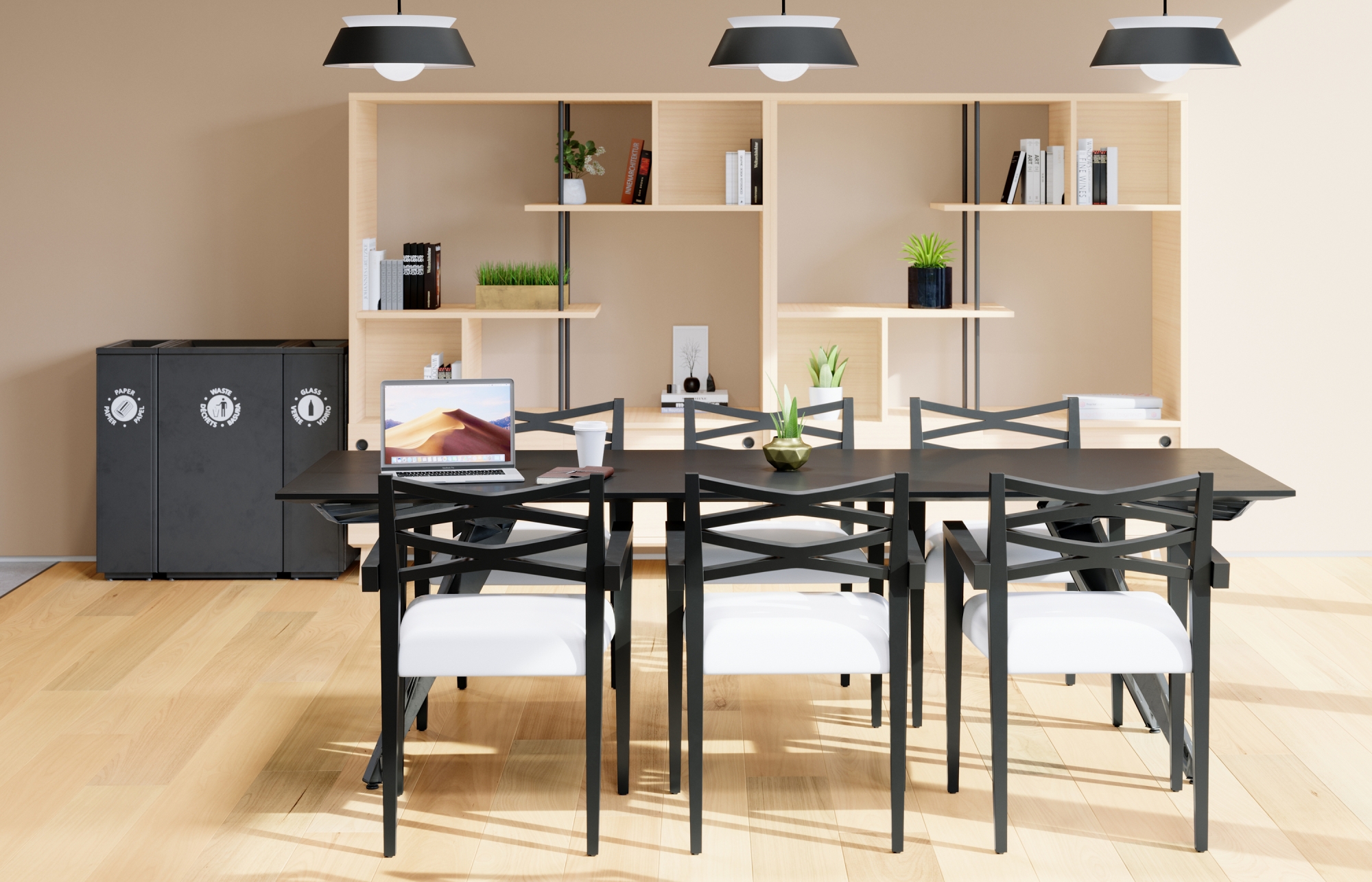 Indiana Furniture BowTie TriOnewithStrutLeg IconicStorageDividers