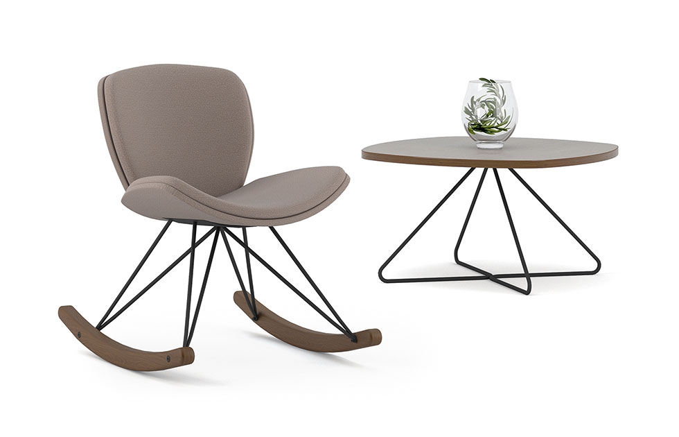 Indiana Furniture EdgeDesign SpiritLite SingleSeatTaupeBlackFrameRockerwithTable