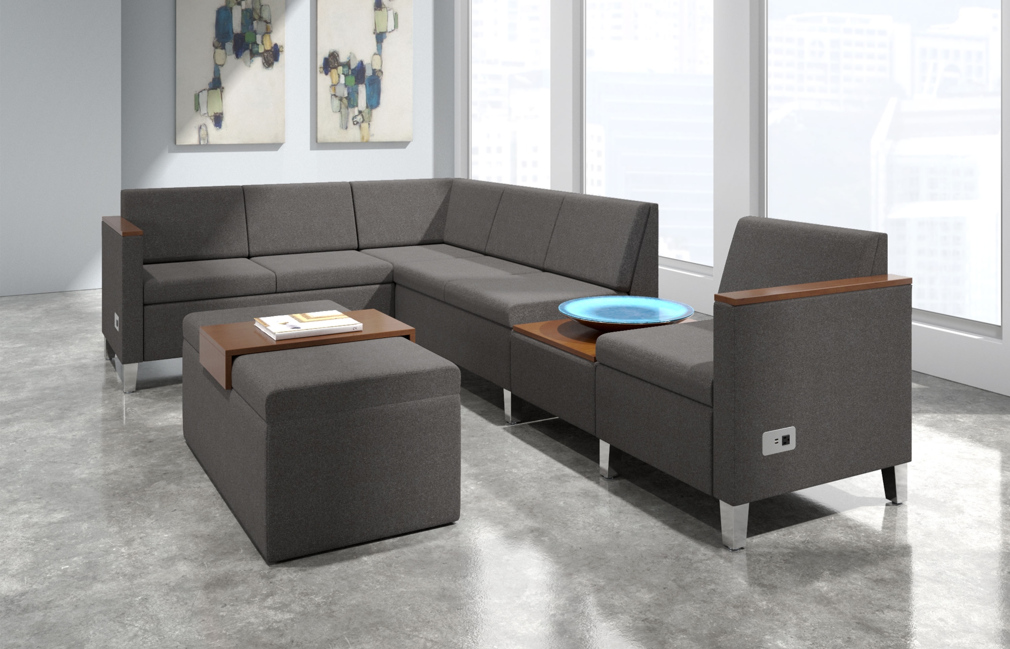 Indiana Furniture Isla LSection OttomanwTray