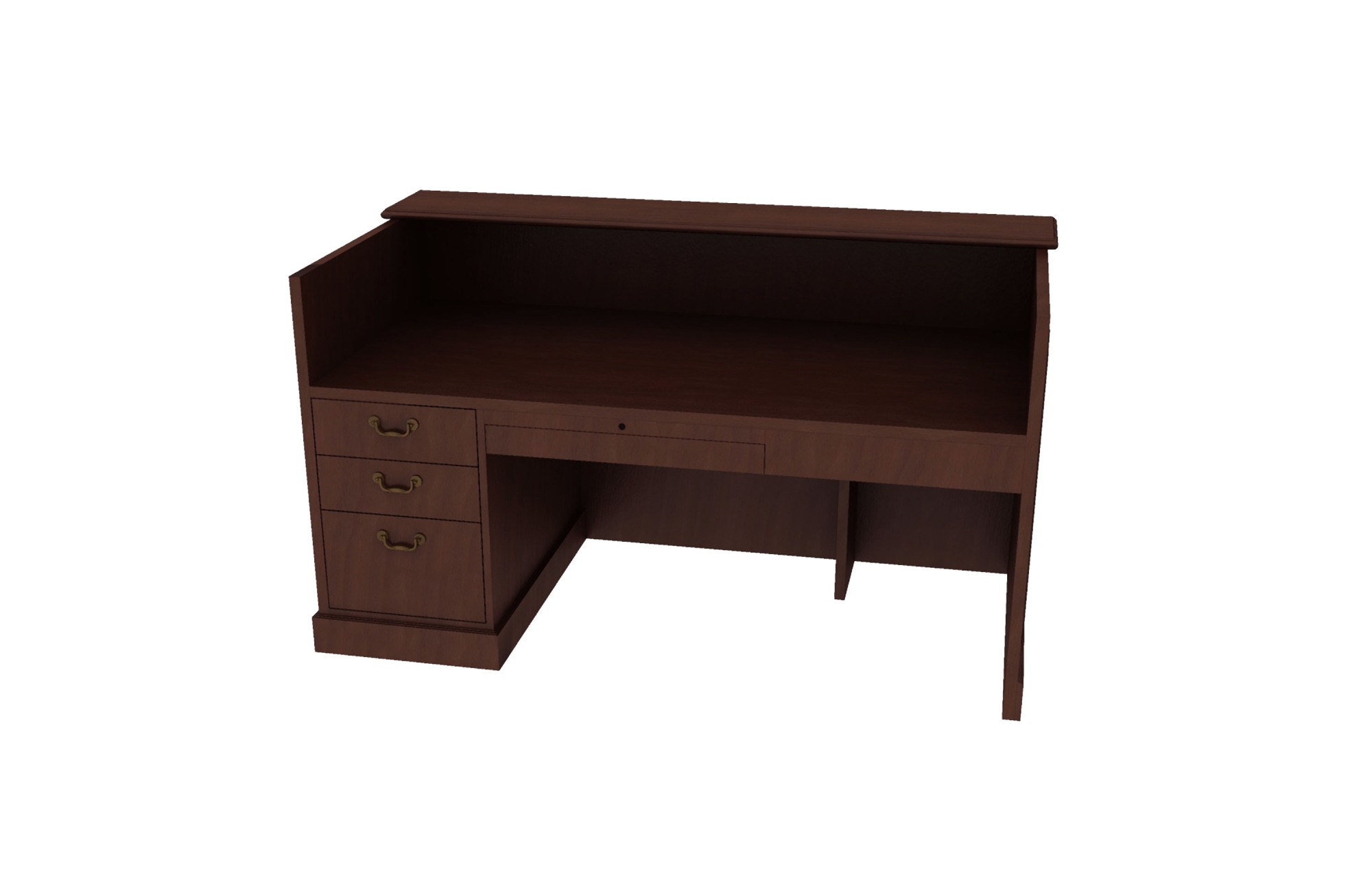 Single Pedestal Reception Desk with Box/Box/File (Left: 46-3066RPD1L46-3672RPD1L; Right: 46-3066RPD1R, 46-3672RPD1R)