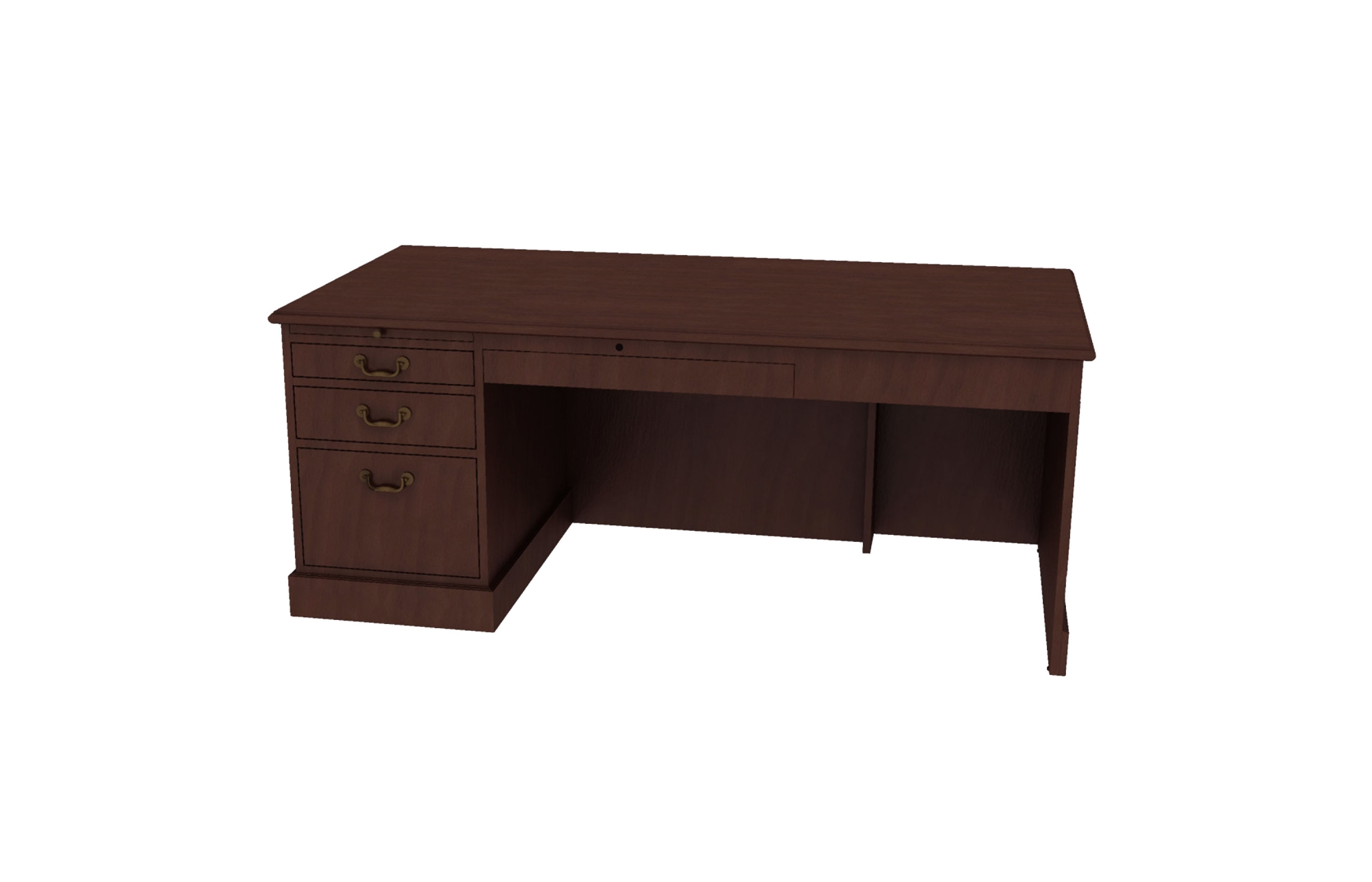 Single Ped Desk with Tray/Box/File Pedestal (Left: 46-3066LPS, 46-3672LPS; Right: 46-3066RPS, 46-3672RPS)