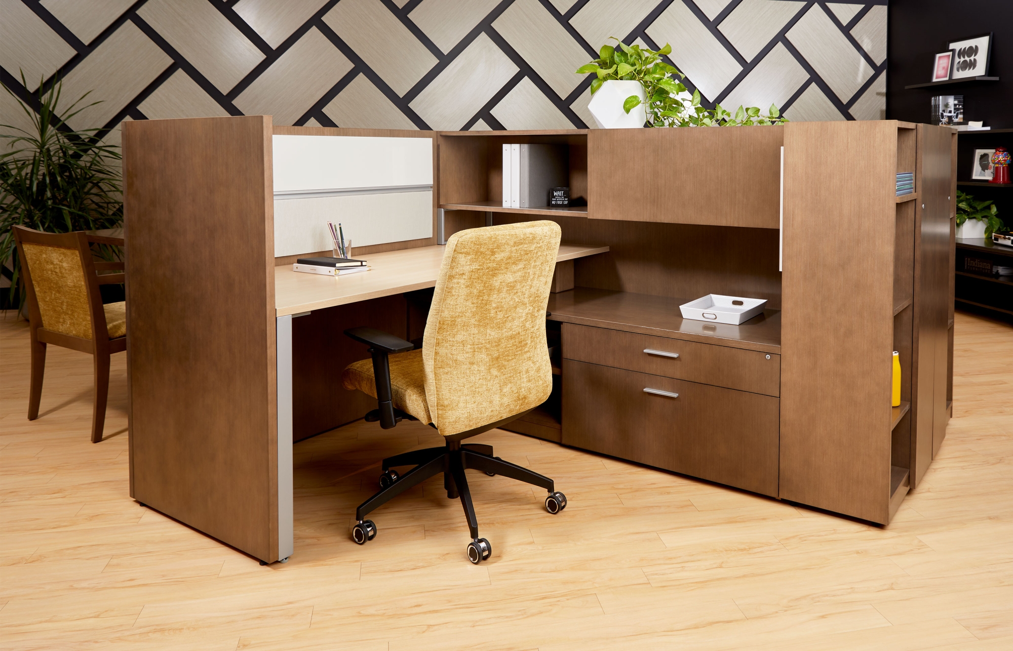 Indiana Furniture NeoCon 2019 Canvas-Gesso Clutch Delphi GalleryScreens