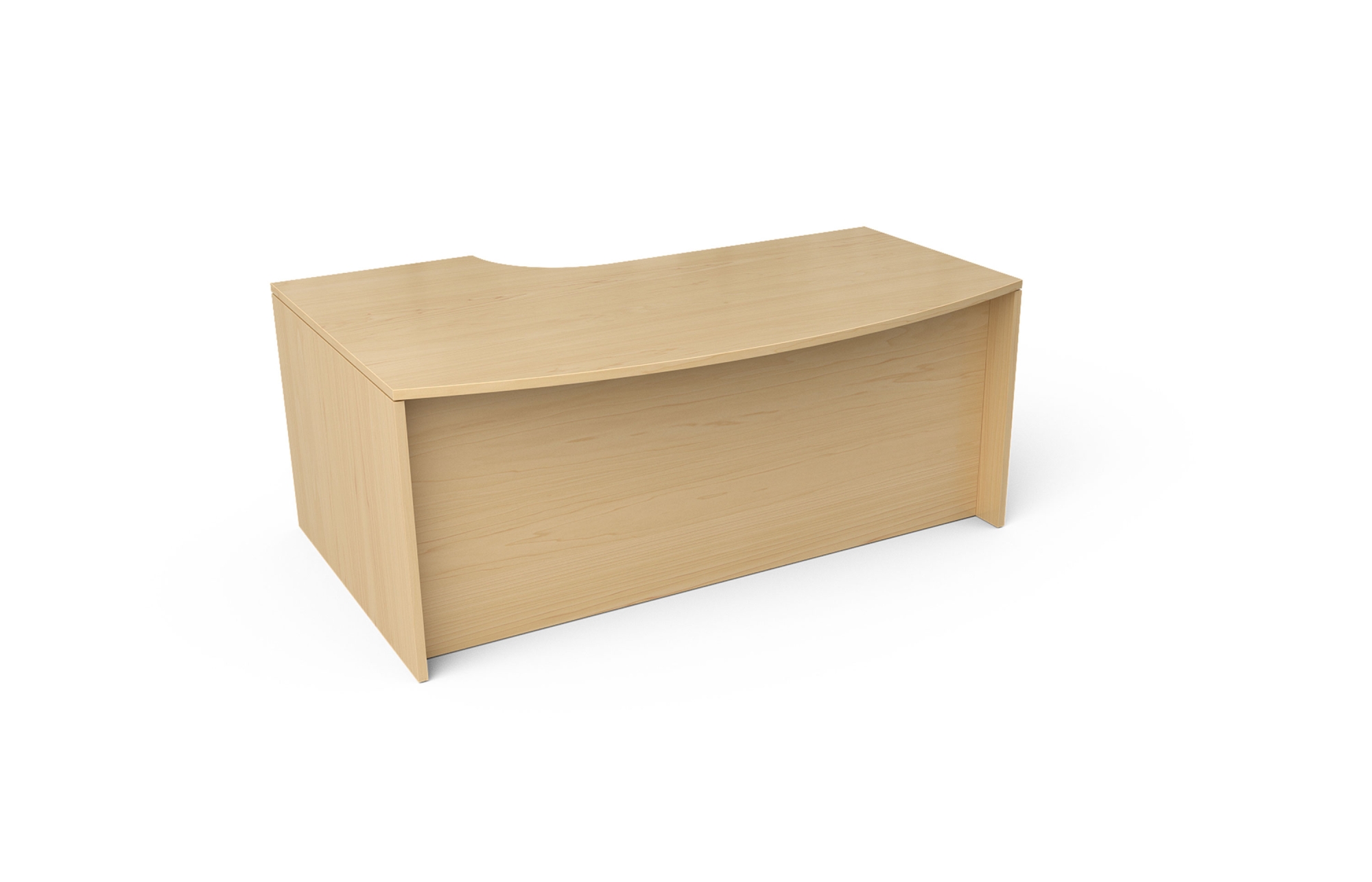 Curved Single Pedestal Desk with Bow Top and Recessed Front (Left: 68-4872CBLP, Right:  68-4872CBRP)