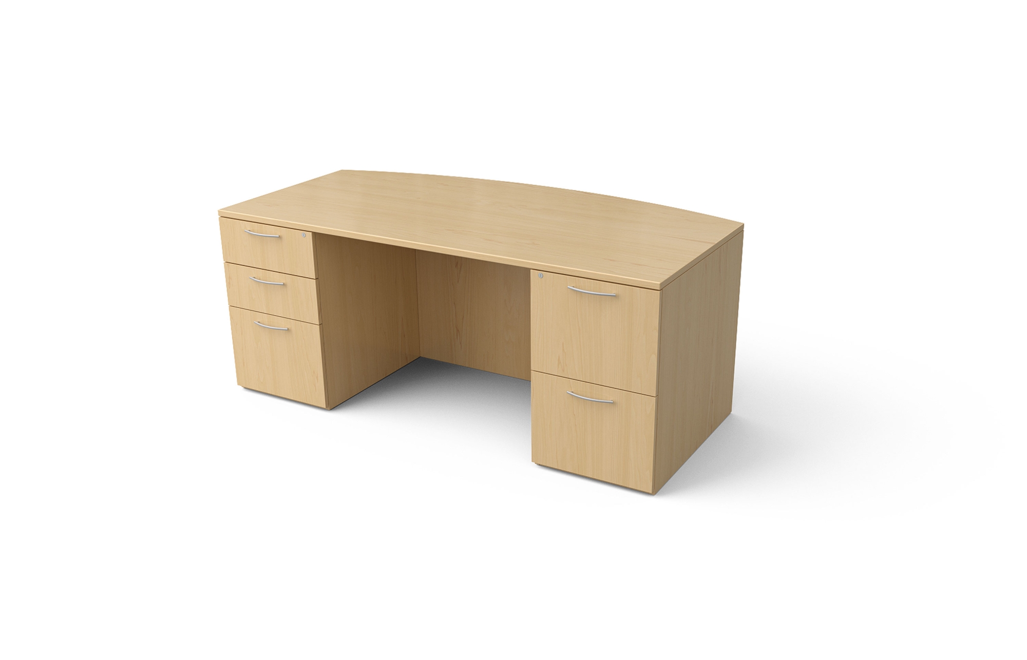 Double Pedestal Desk with Bow Top and Stepped Front (68-3672BDPS)