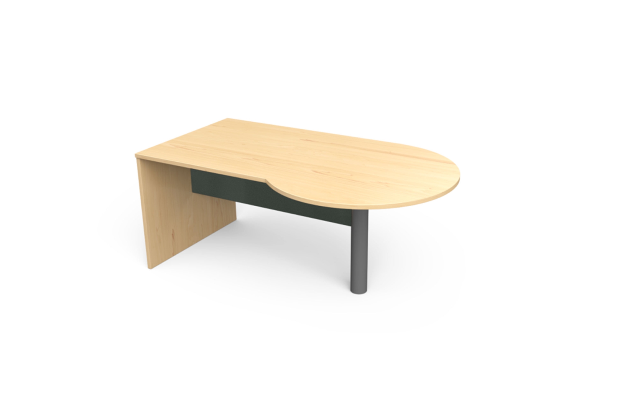 P-Top Desk with Cylinder Leg and High Gloss Graphite Acrylic Half Modesty (Left: 66-4272PL, 66-4284PL; Right: 66-4272PR. 66-4284PR, with 66-HGAH)