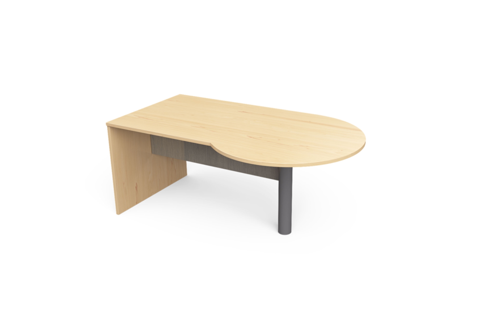 P-Top Desk with Cylinder Leg and High Gloss Wired Mercury Acrylic Half Modesty (Left: 66-4272PL, 66-4284PL; Right: 66-4272PR. 66-4284PR, with 66-HGAH)