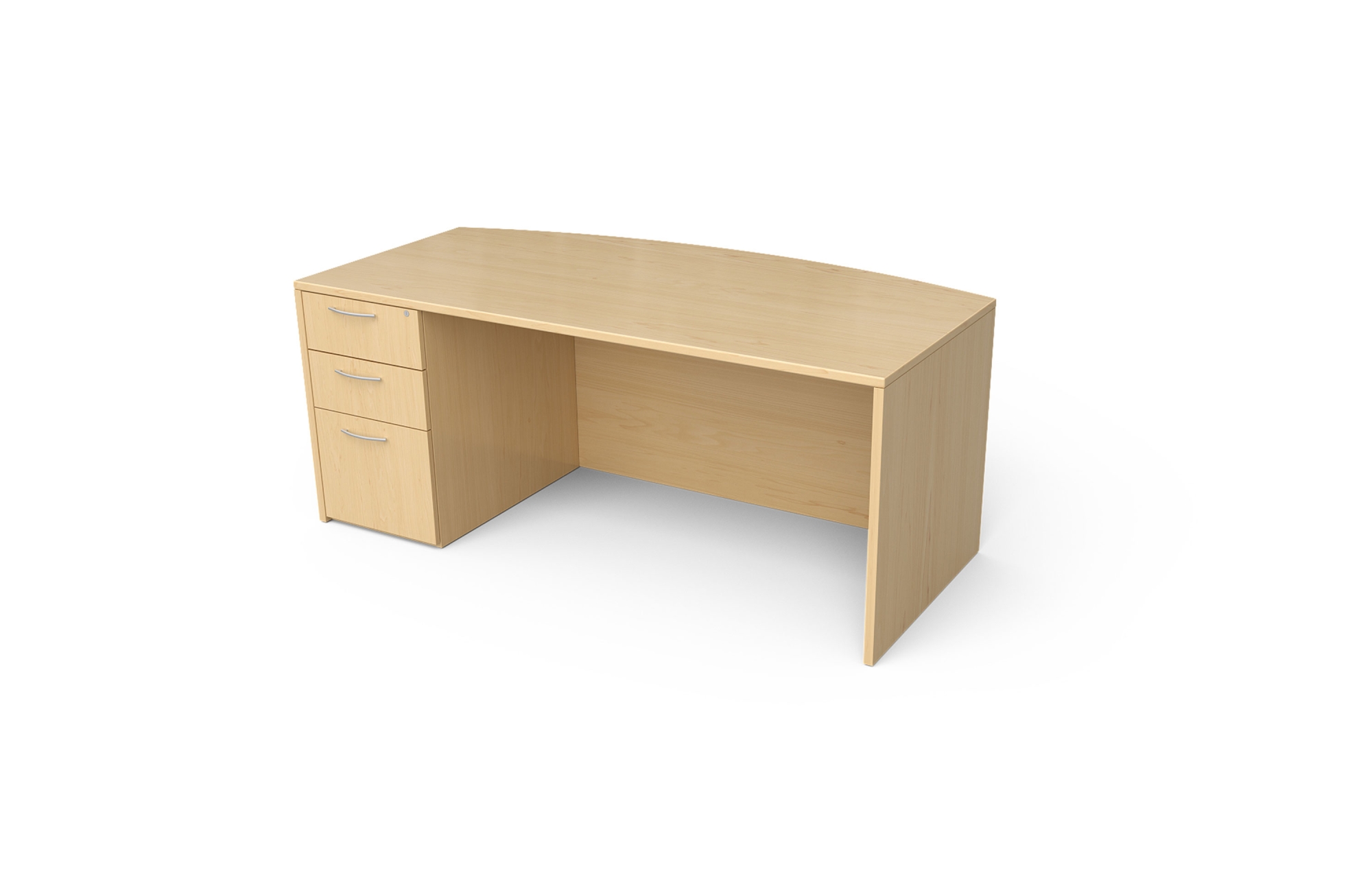 Single Pedestal Desk with Bow Top and Recessed Front (Left: 68-3672BLP, Right: 68-3672BRP)