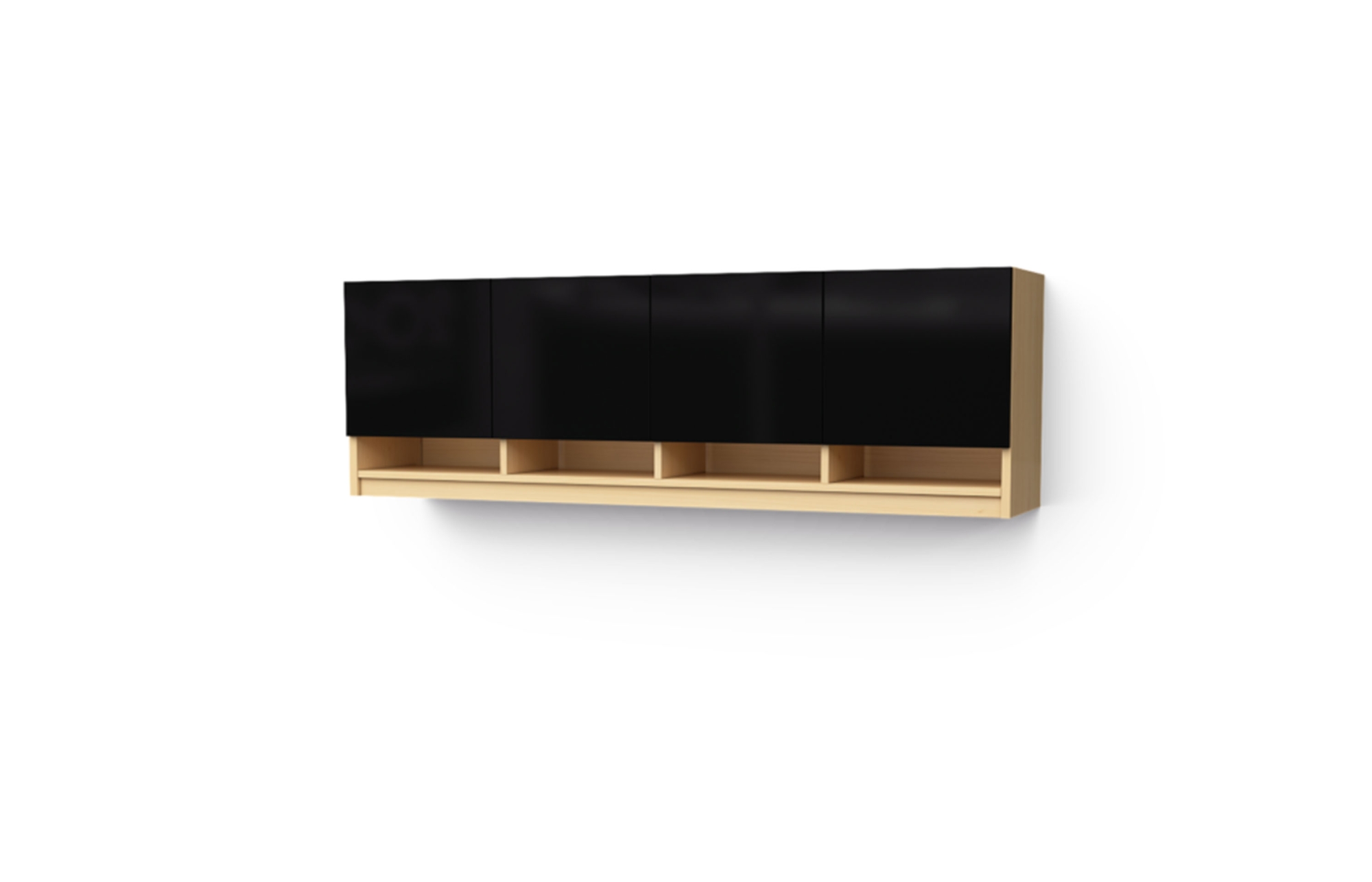 Wall Mount Hutches with High Gloss Black Acrylic Doors and Paper Slots (66-1530WDS, 66-1536WDS, 66-1542WDS, 66-1548WDS, 66-1554WDS, 66-1560WDS, 66-1566WDS, 66-1572WDS, 66-1578WDS, 66-1584WDS, 66-1590WDS, 66-1596WDS; 1-HGA)