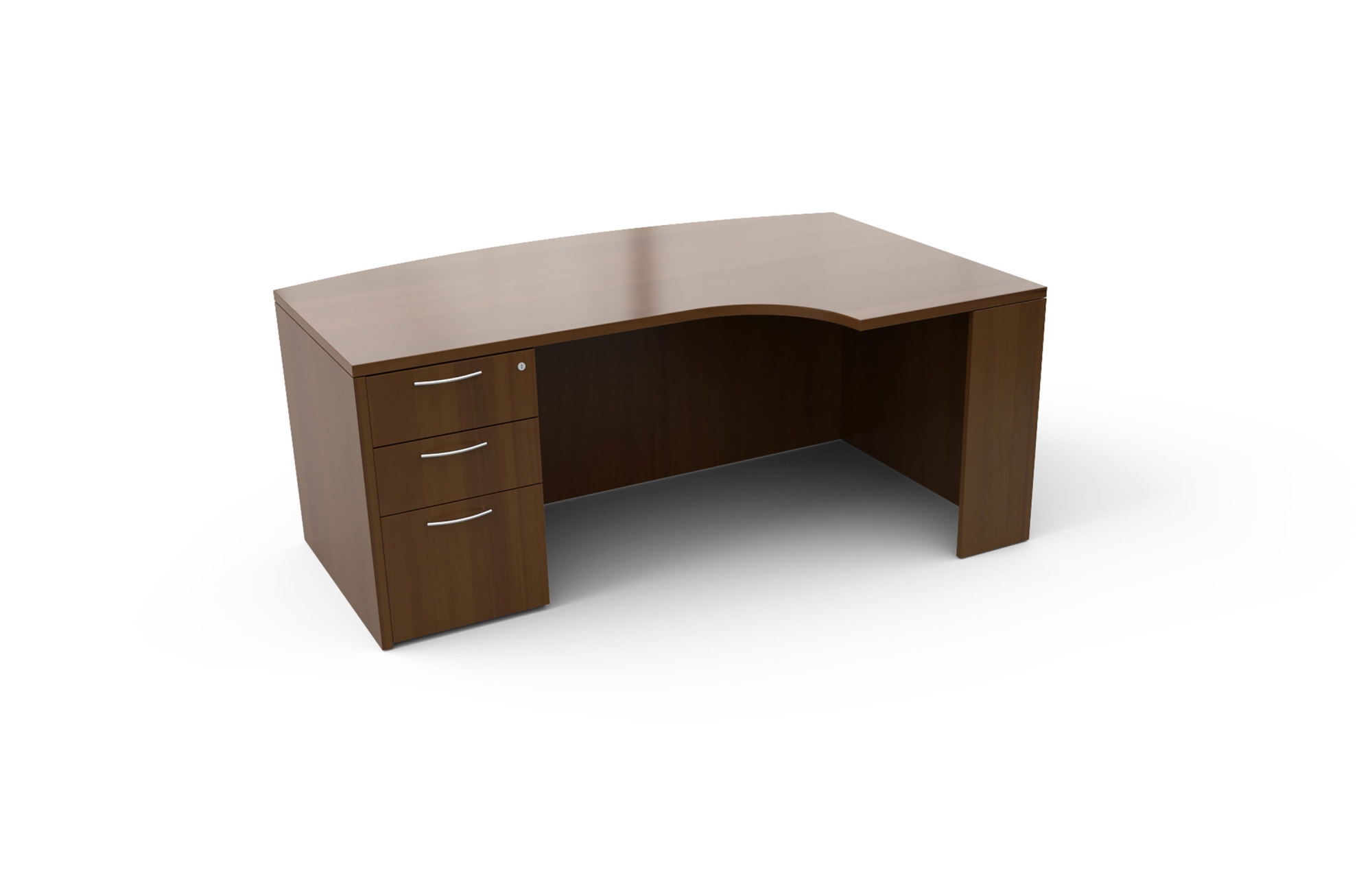 Curved Single Pedestal Desk with Bow Top and Recessed Front