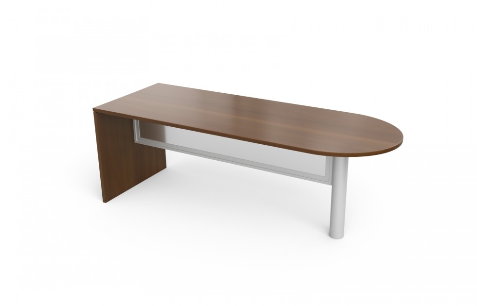 D-Top Desk with Cylinder Leg and Framed Acrylic Half Modesty