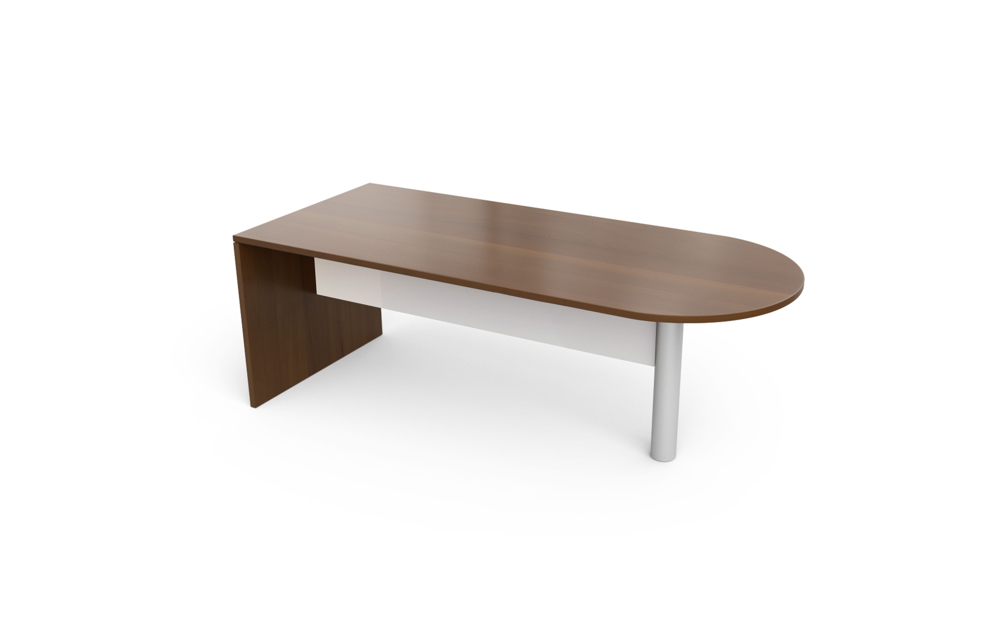 D-Top Desk with Cylinder Leg and High Gloss Acrylic Half Modesty