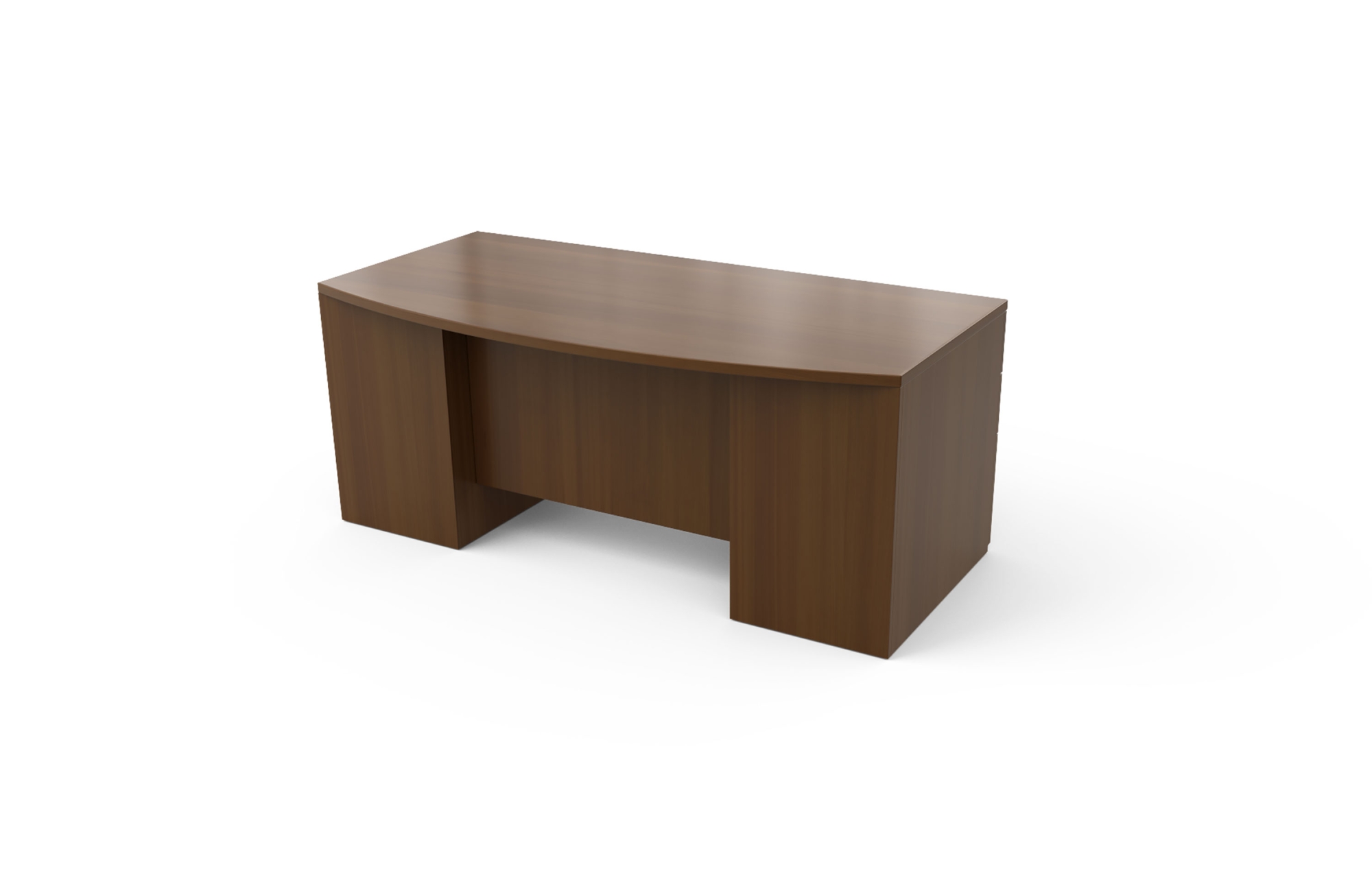 Double Pedestal Desk with Bow Top, Stepped Front, and 3/4 Modesty