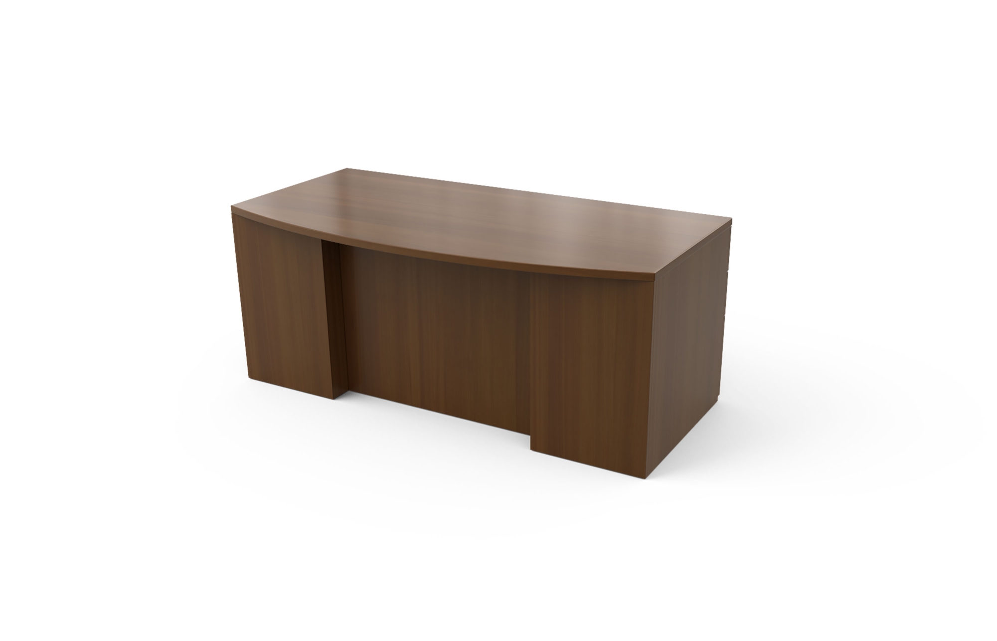 Double Pedestal Desk with Bow Top and Stepped Front