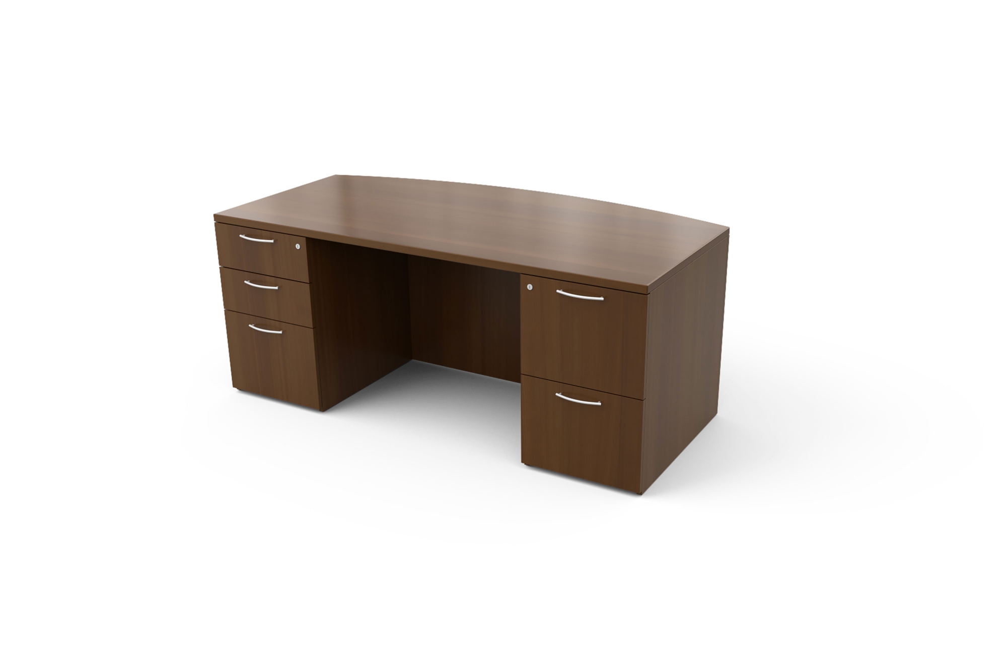 Double Pedestal Desk with Bow Top and Stepped Front