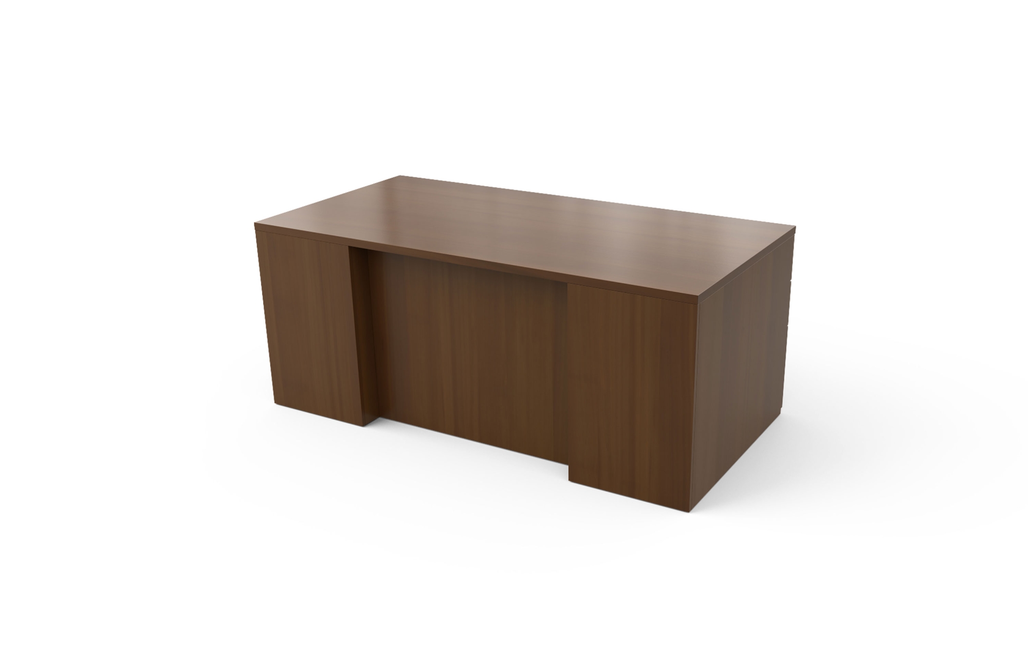 Double Pedestal Desk with Rectangle Top and Stepped Front