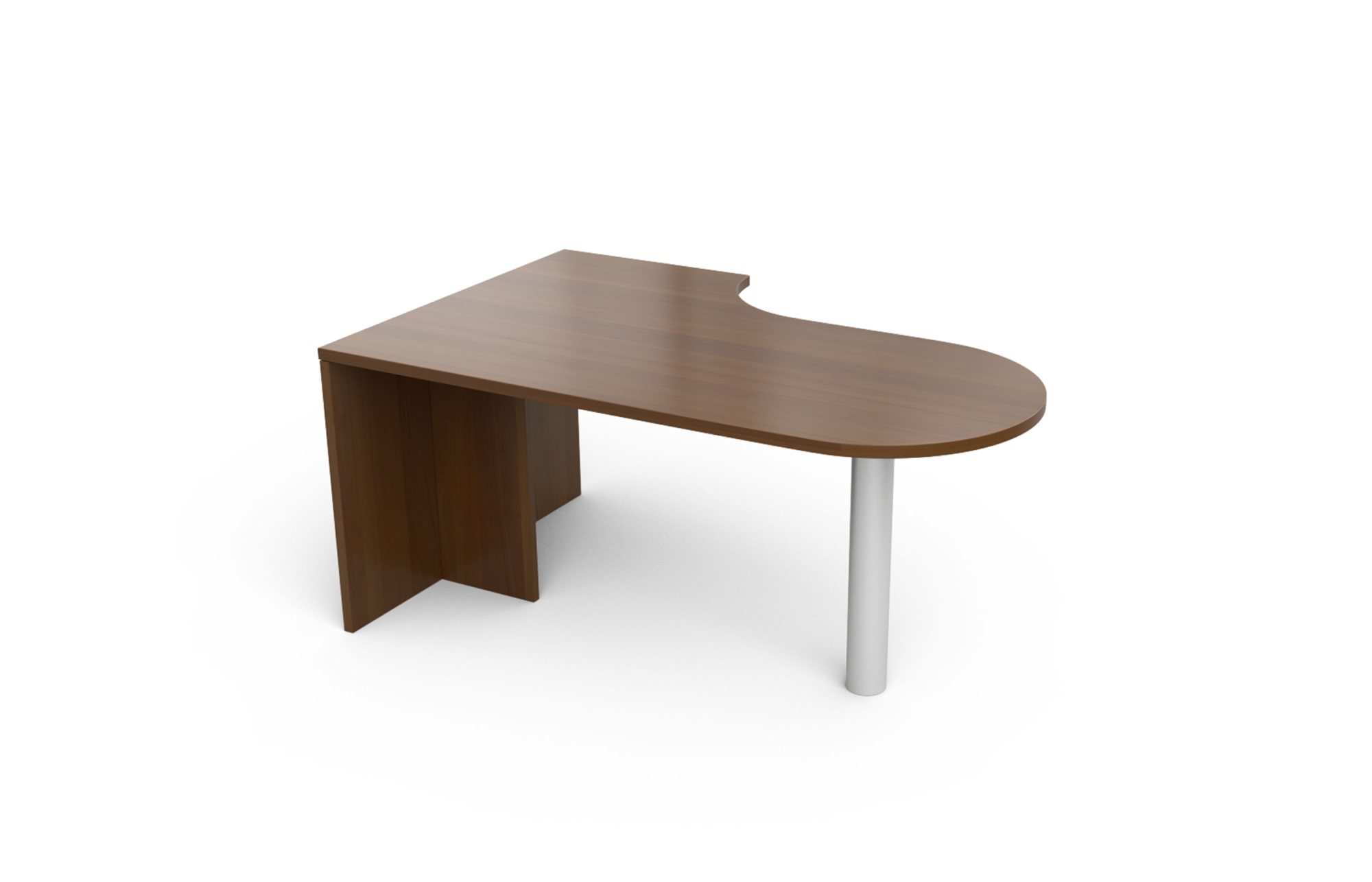 Extended D-Top Desk with Cylinder Base