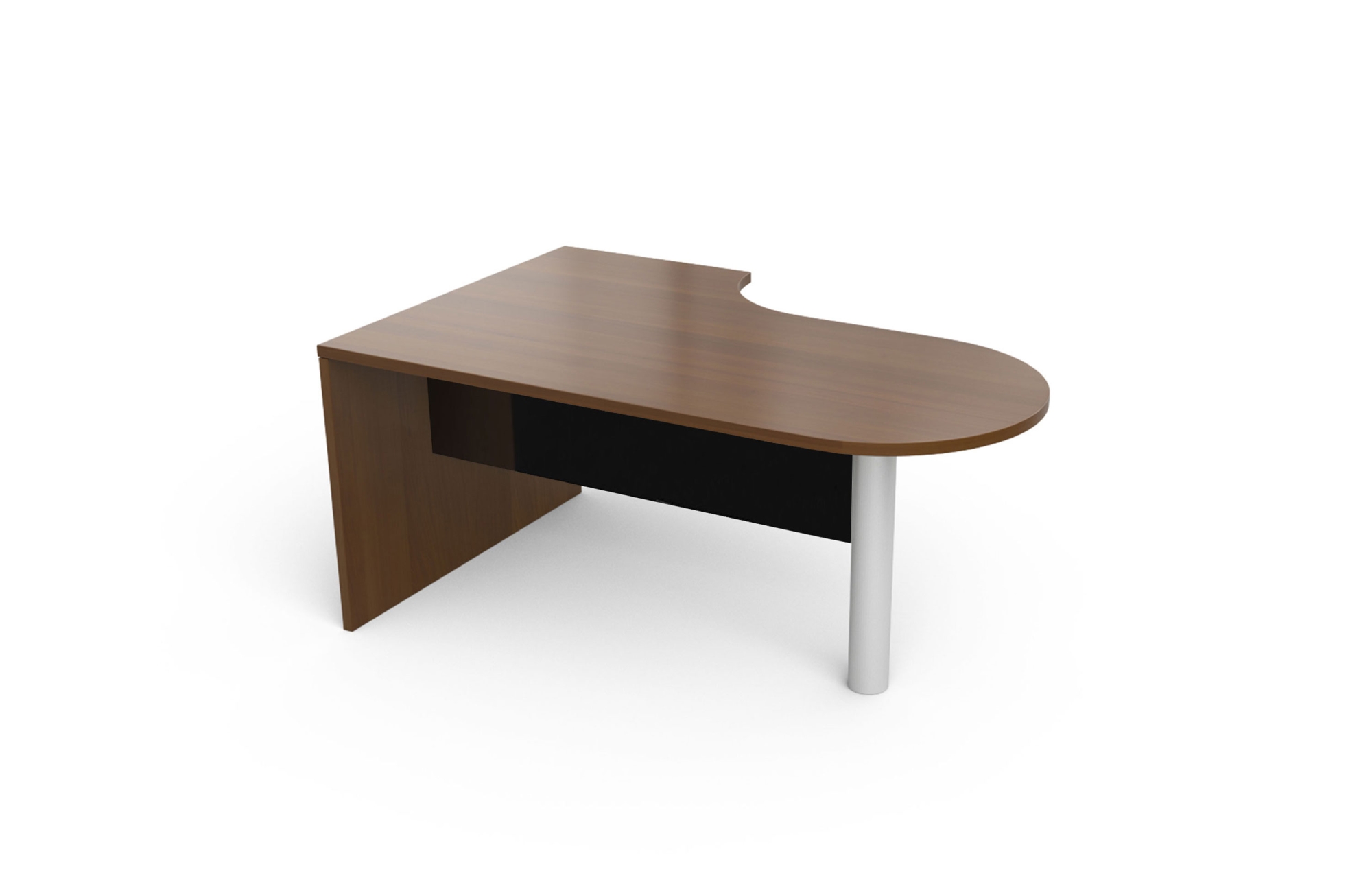 Extended D-Top Desk with Cylinder Leg and High Gloss Acrylic Half Modesty