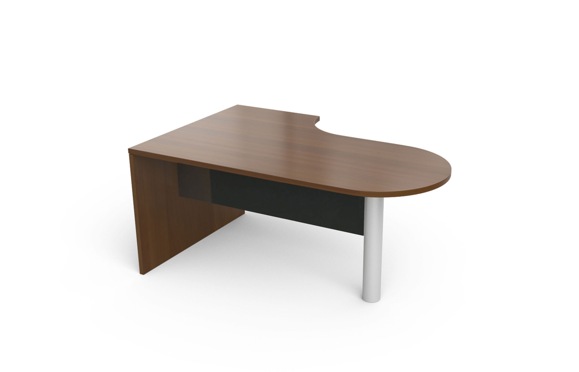 Extended D-Top Desk with Cylinder Leg and High Gloss Acrylic Half Modesty