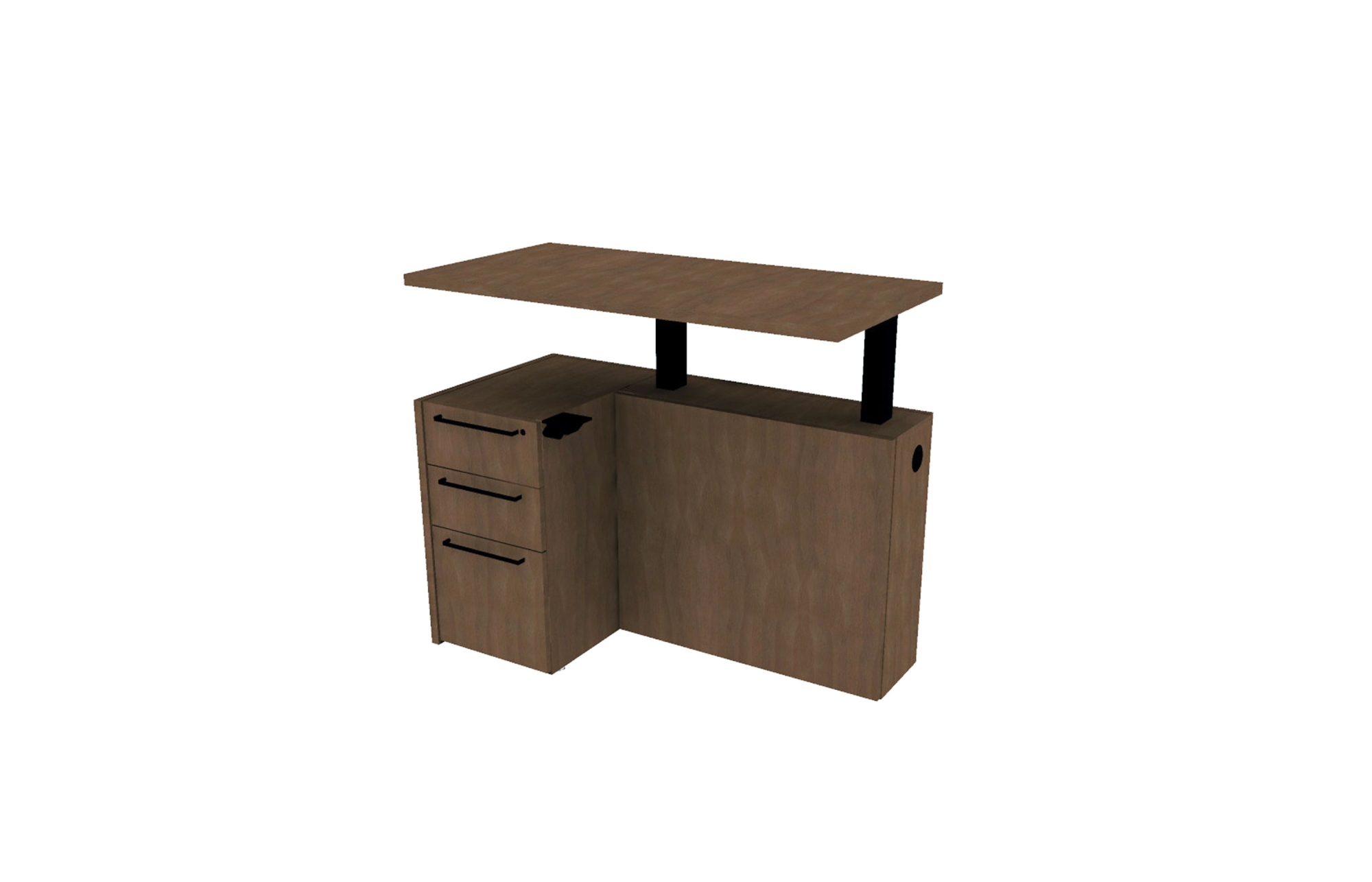 Veneer Height Adjustable Return with Box/Box/File Pedestal