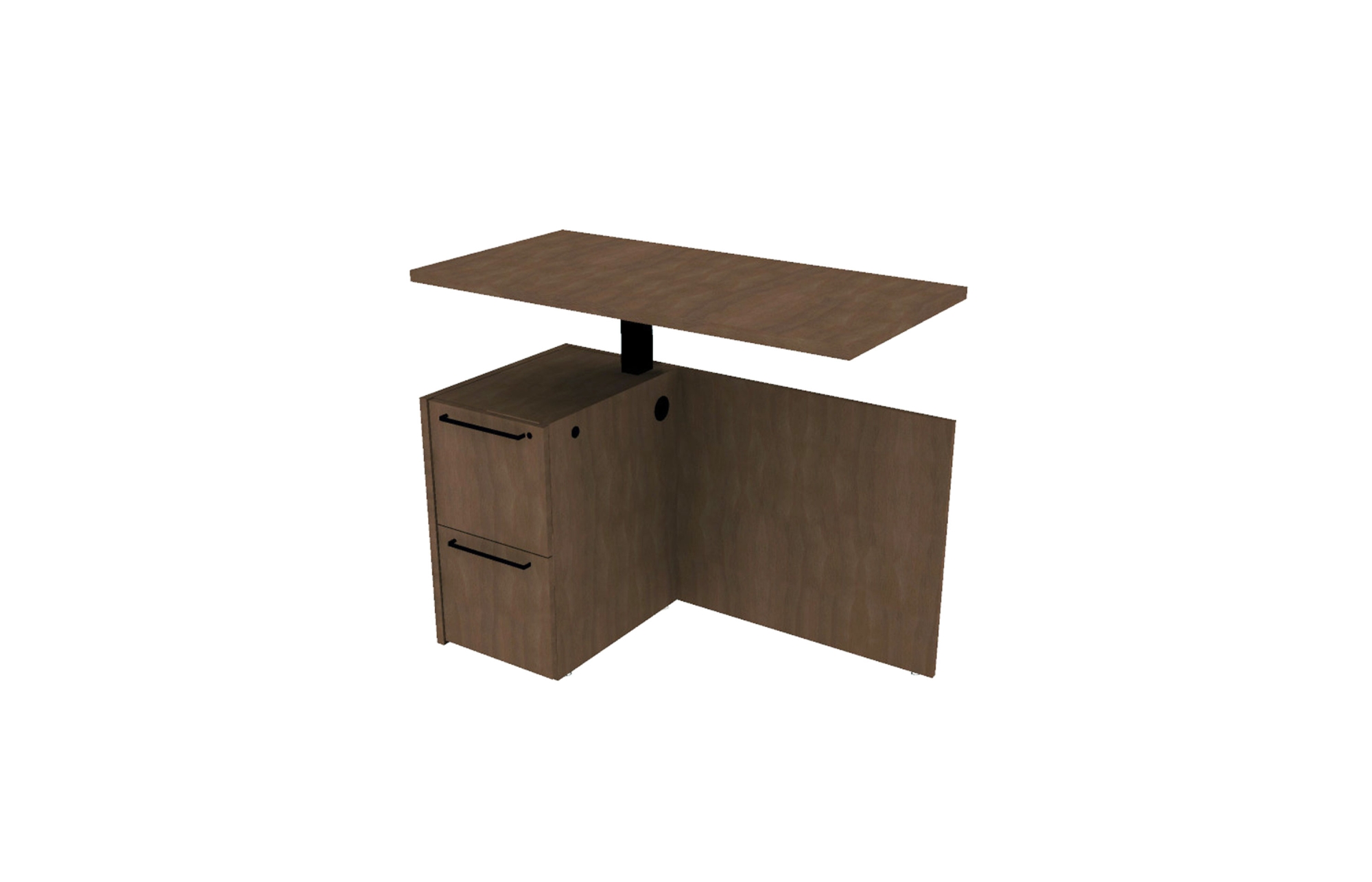 Veneer Height Adjustable Return with File/File Pedestal for 3-Channel Applications