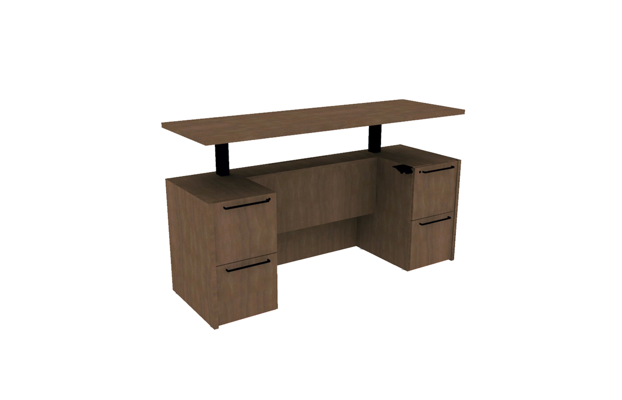 Veneer Height Adjustable Kneespace Credenza with File/File Pedestals