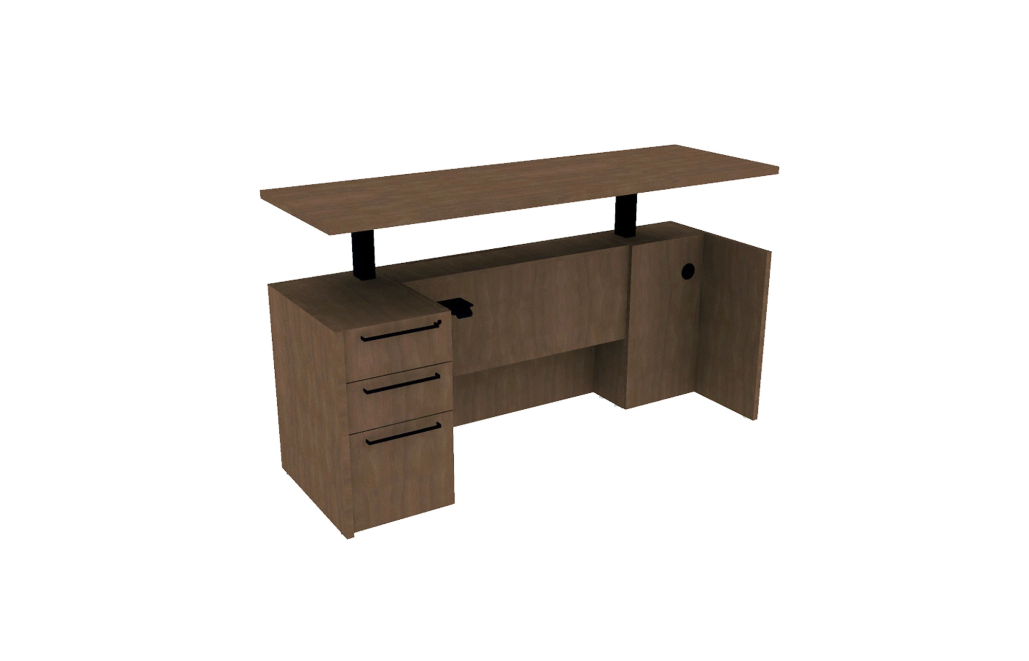 Veneer Height Adjustable Single Ped Credenza with Box/Box/File Pedestal