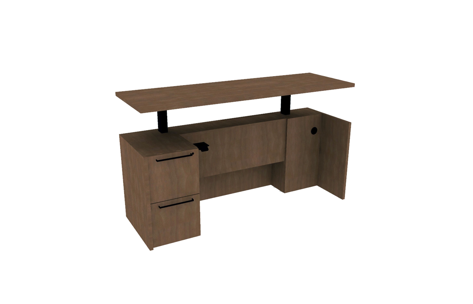 Veneer Height Adjustable Single Ped Credenza with File/File Pedestal