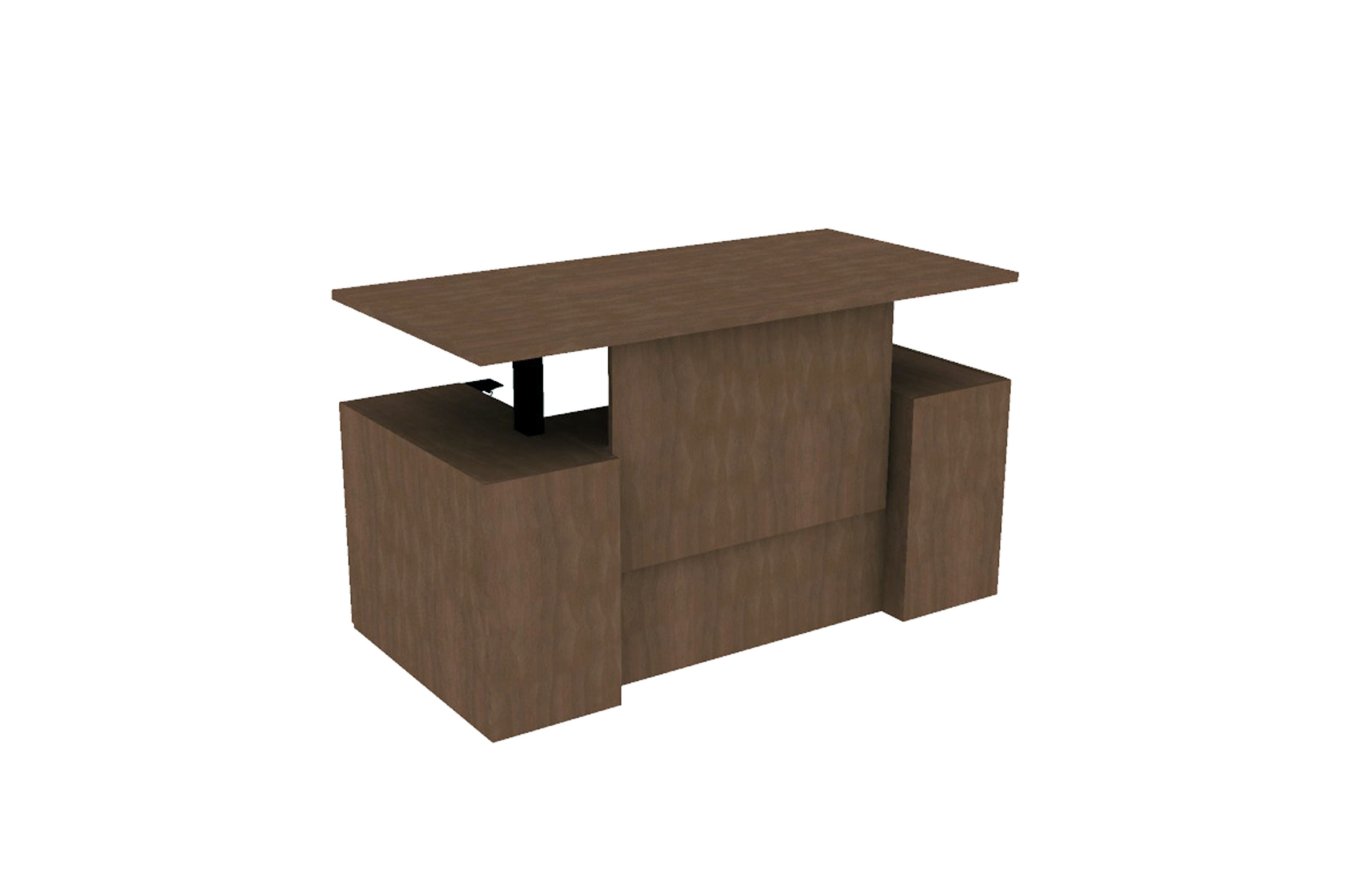 Veneer Height Adjustable Double Ped Desk with Stepped Front