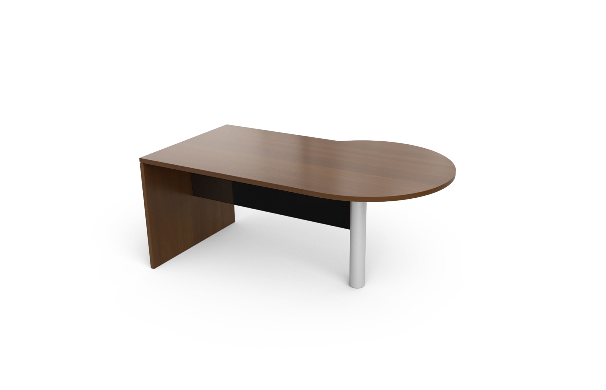 P-Top Desk with Cylinder Leg and High Gloss Acrylic Half Modesty