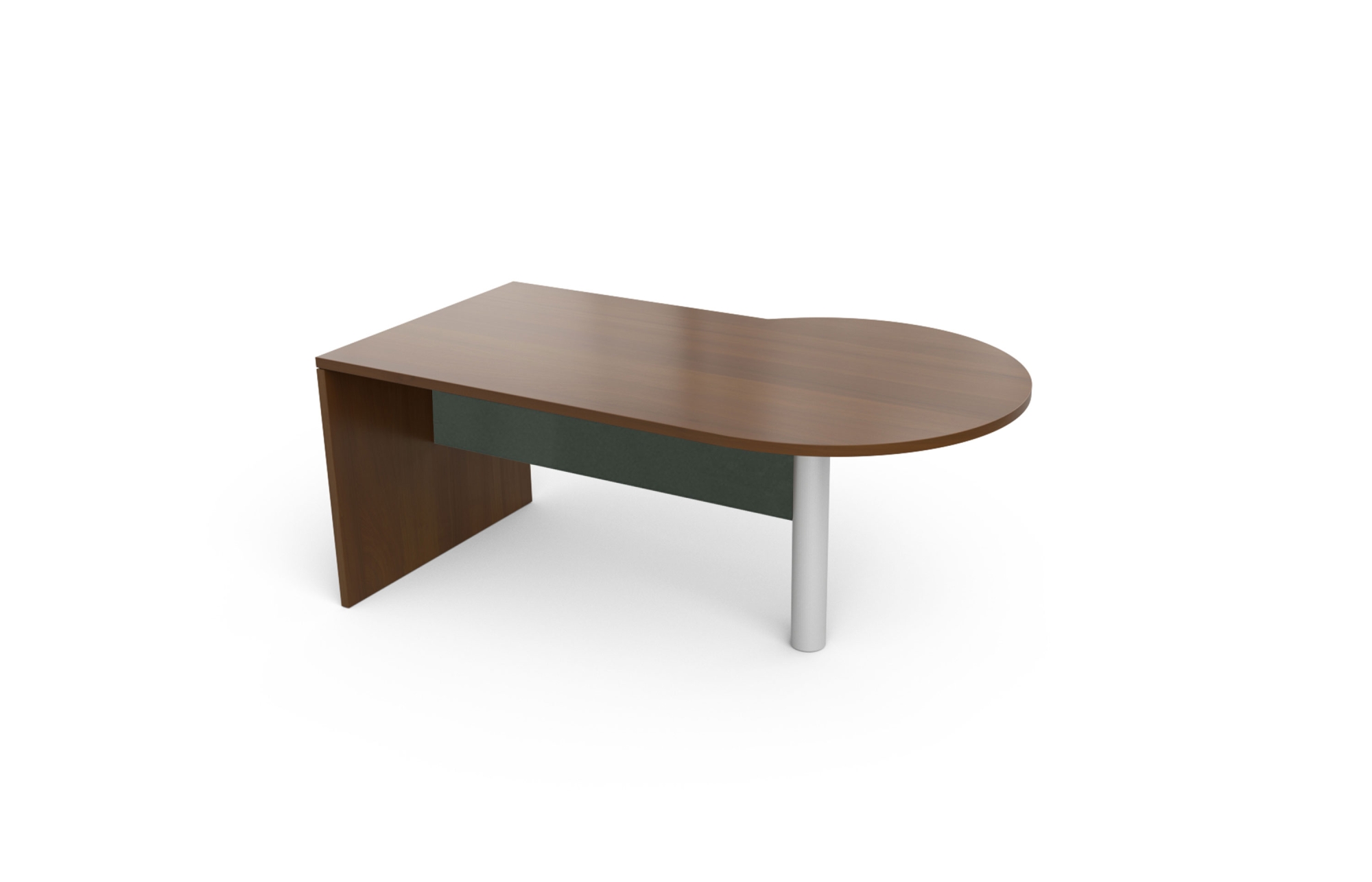 P-Top Desk with Cylinder Leg and High Gloss Acrylic Half Modesty