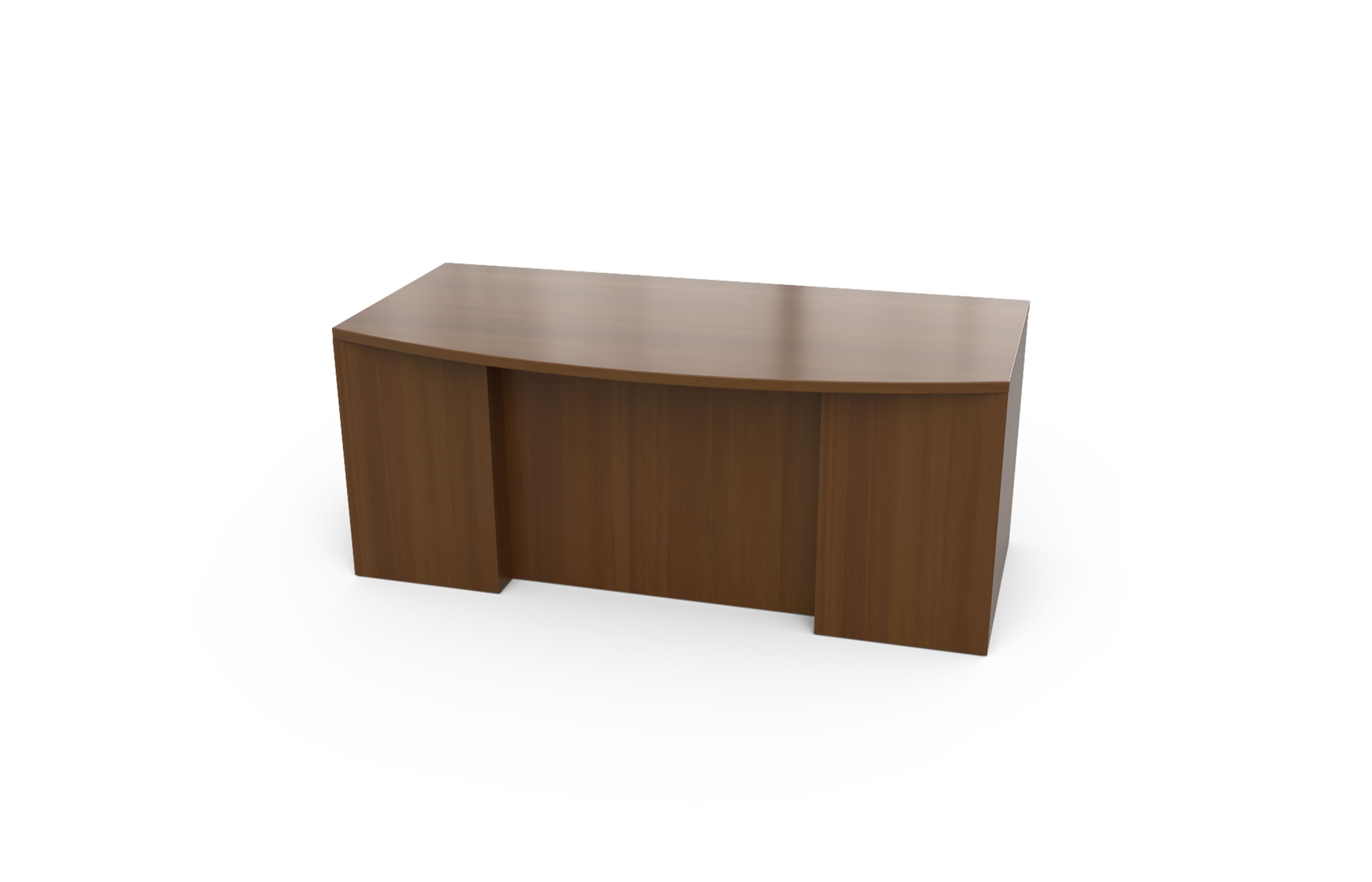 Single Pedestal Desk with Bow Top and Stepped Front