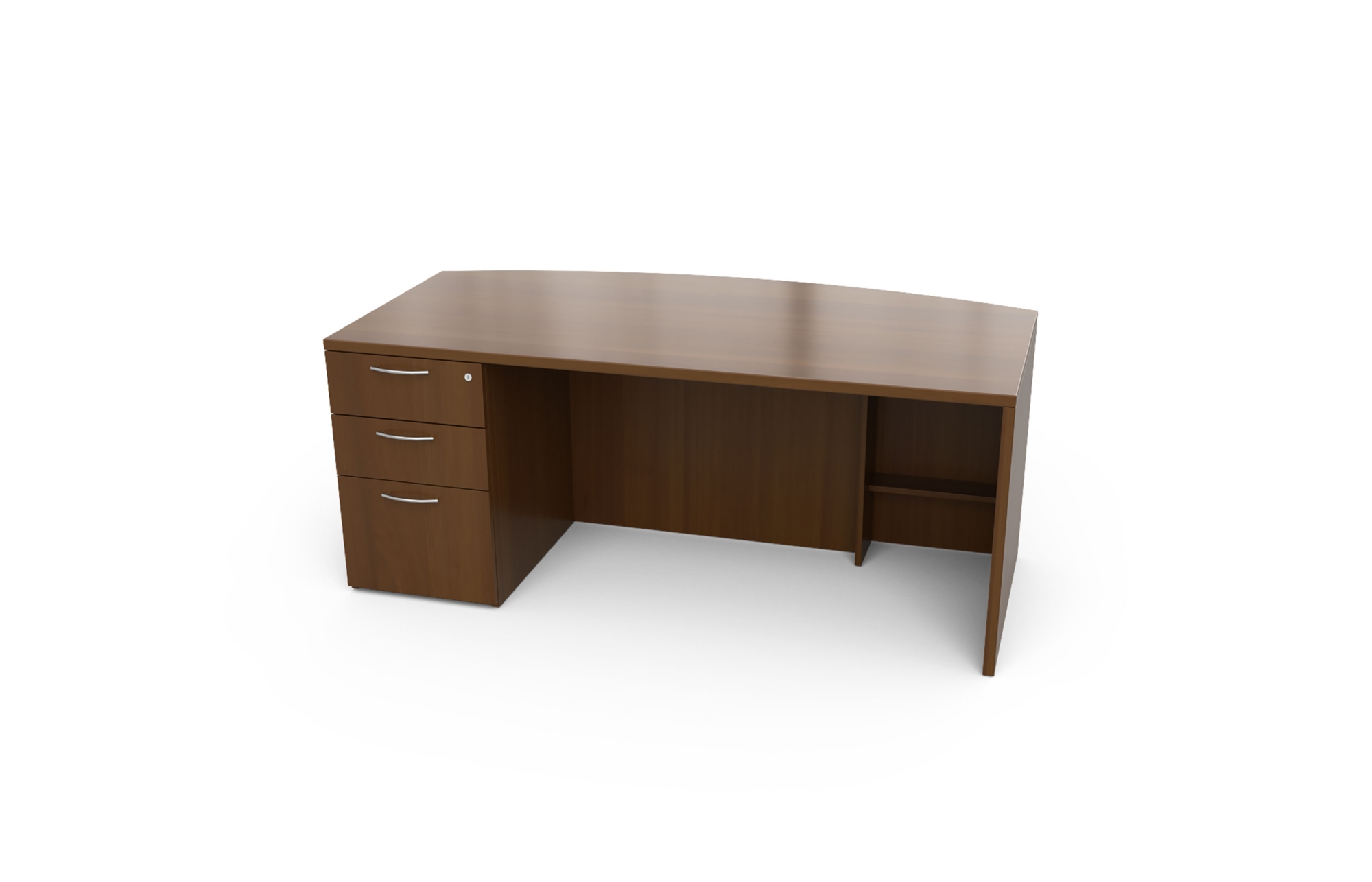 Single Pedestal Desk with Bow Top and Stepped Front