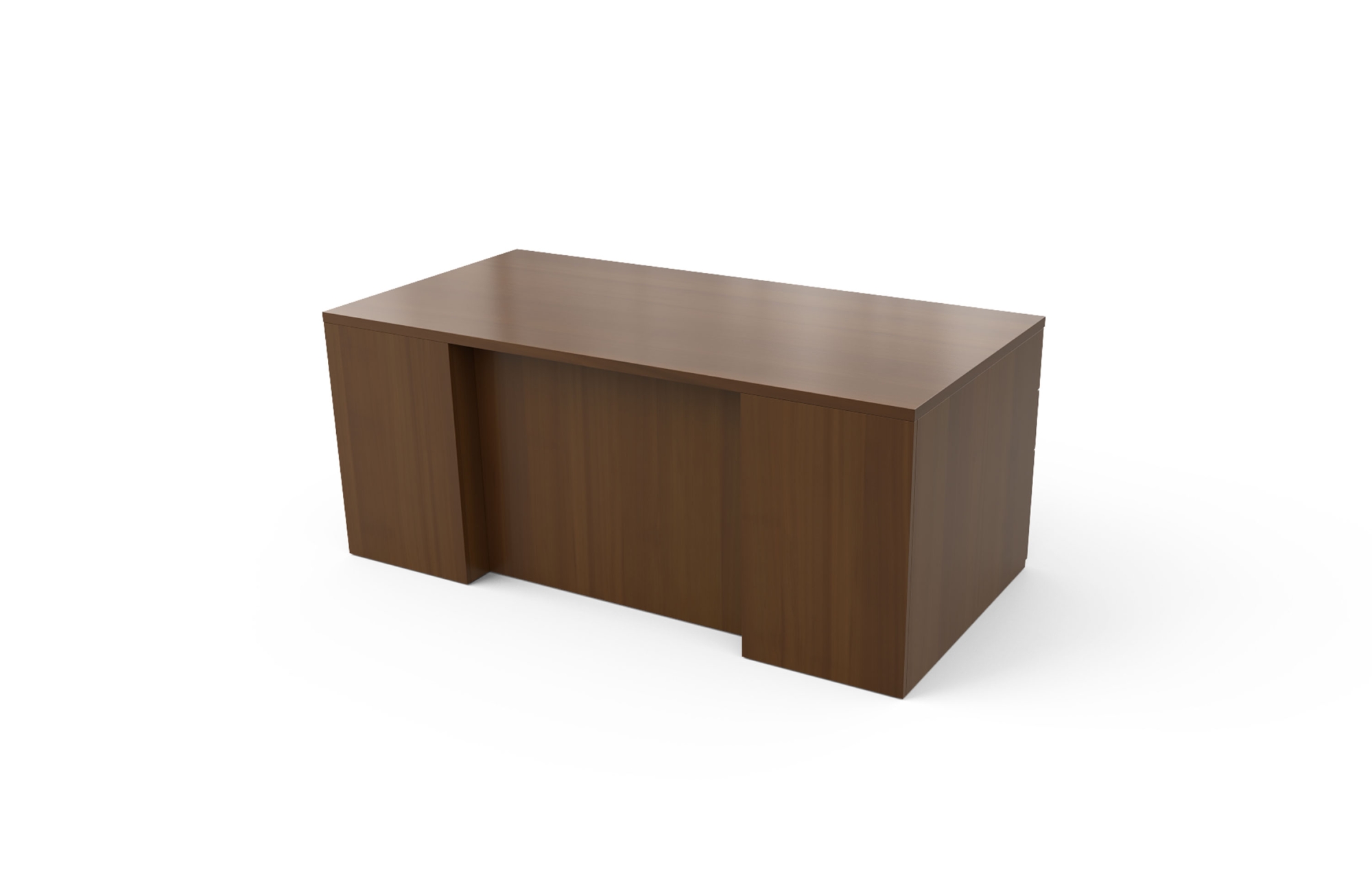 Single Pedestal Desk with Rectangle Top and Stepped Front