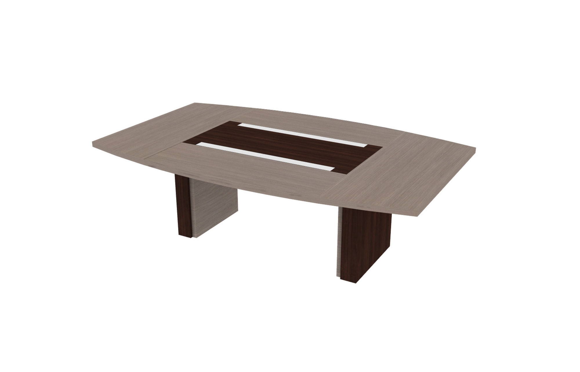 60"x96" Boat-Shaped Table with Center Inlay and Block Bases