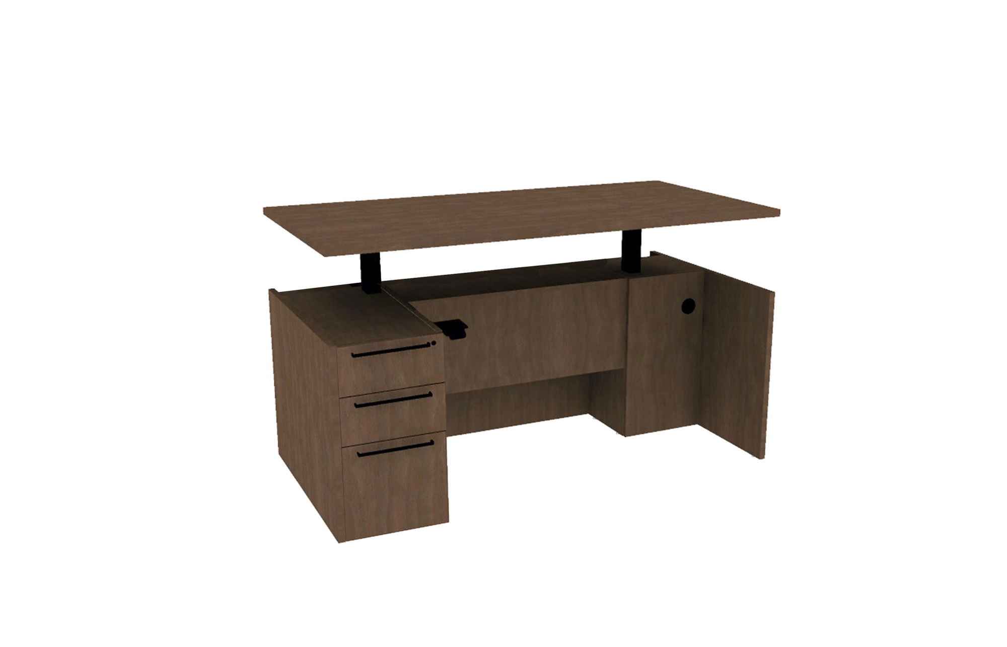 Veneer Height Adjustable Single Ped Desk