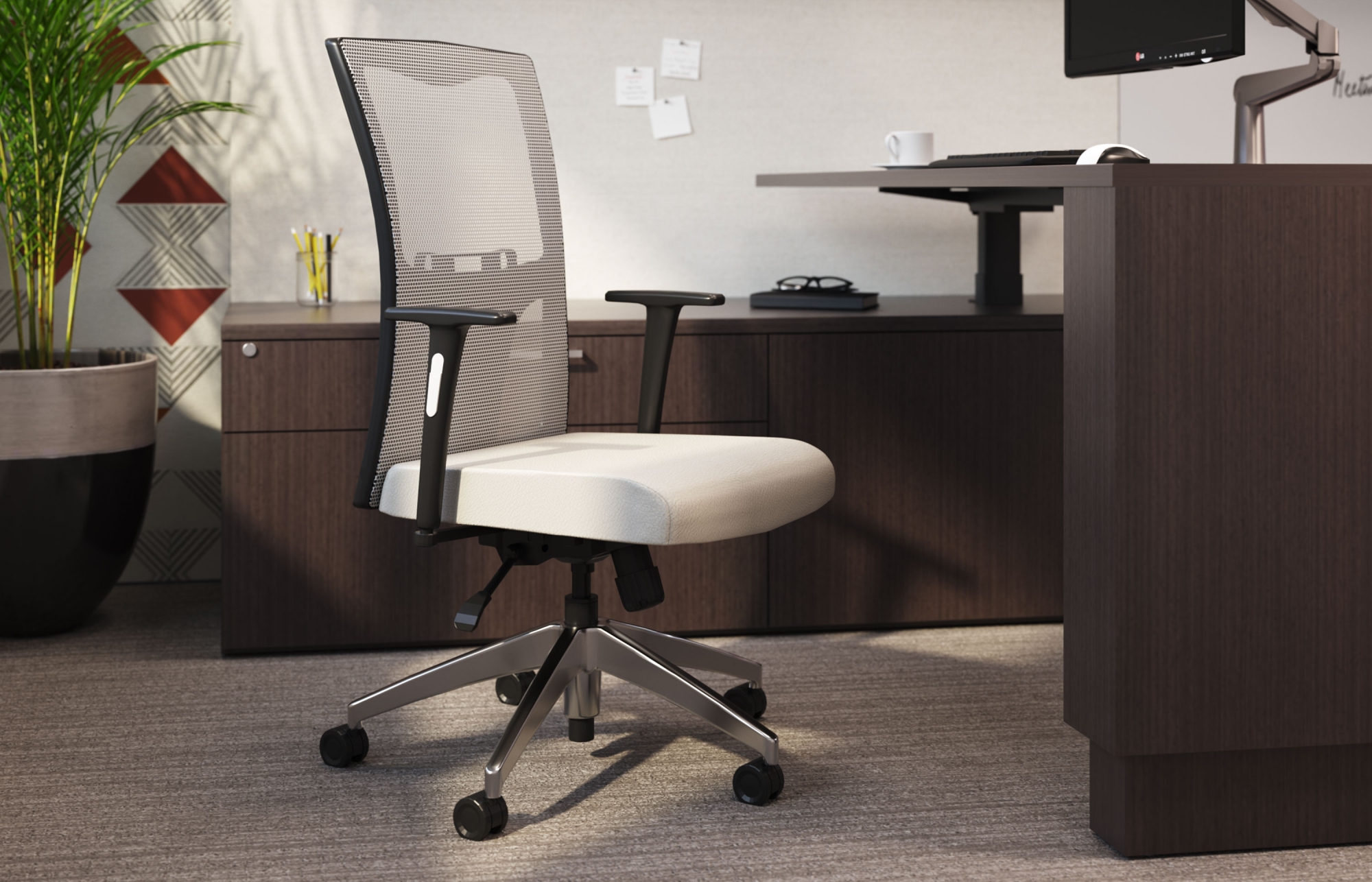 indiana furniture joy white mesh back canvas gesso hgt adj